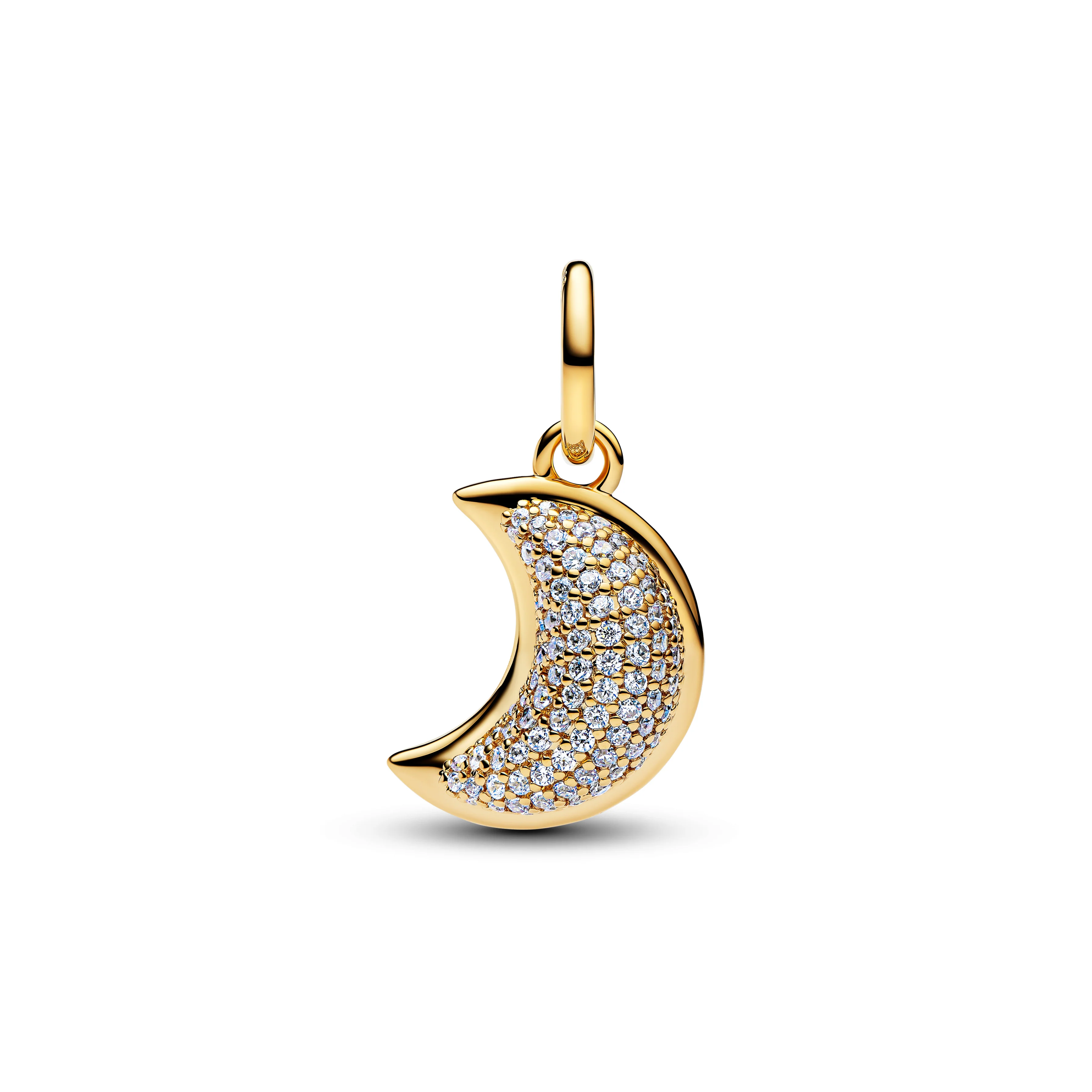 Moon 14K Gold-Plated Dangle With Clear Cubic Zirconia And Frosted Moonstone Resin - Image 3