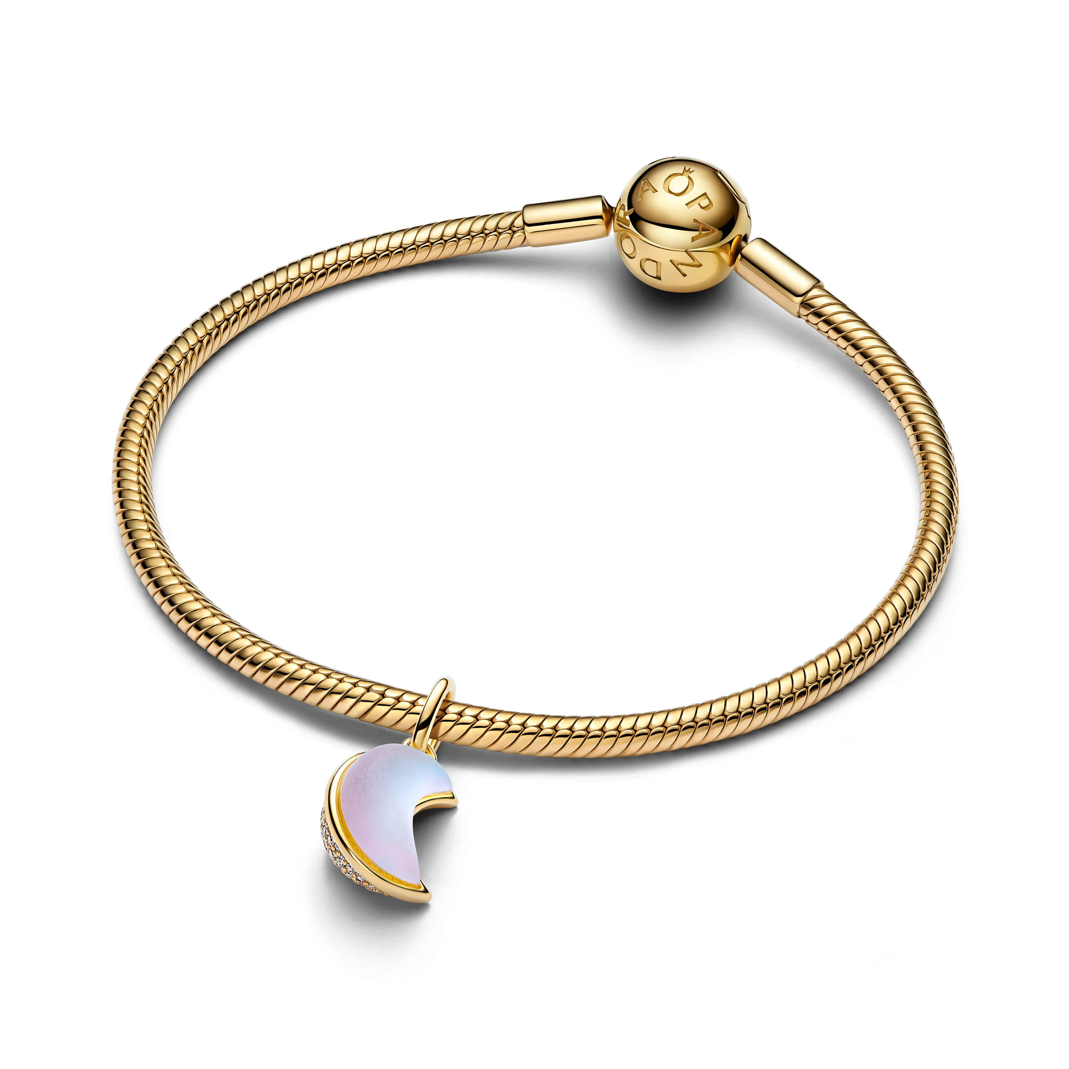 Moon 14K Gold-Plated Dangle With Clear Cubic Zirconia And Frosted Moonstone Resin - Image 4