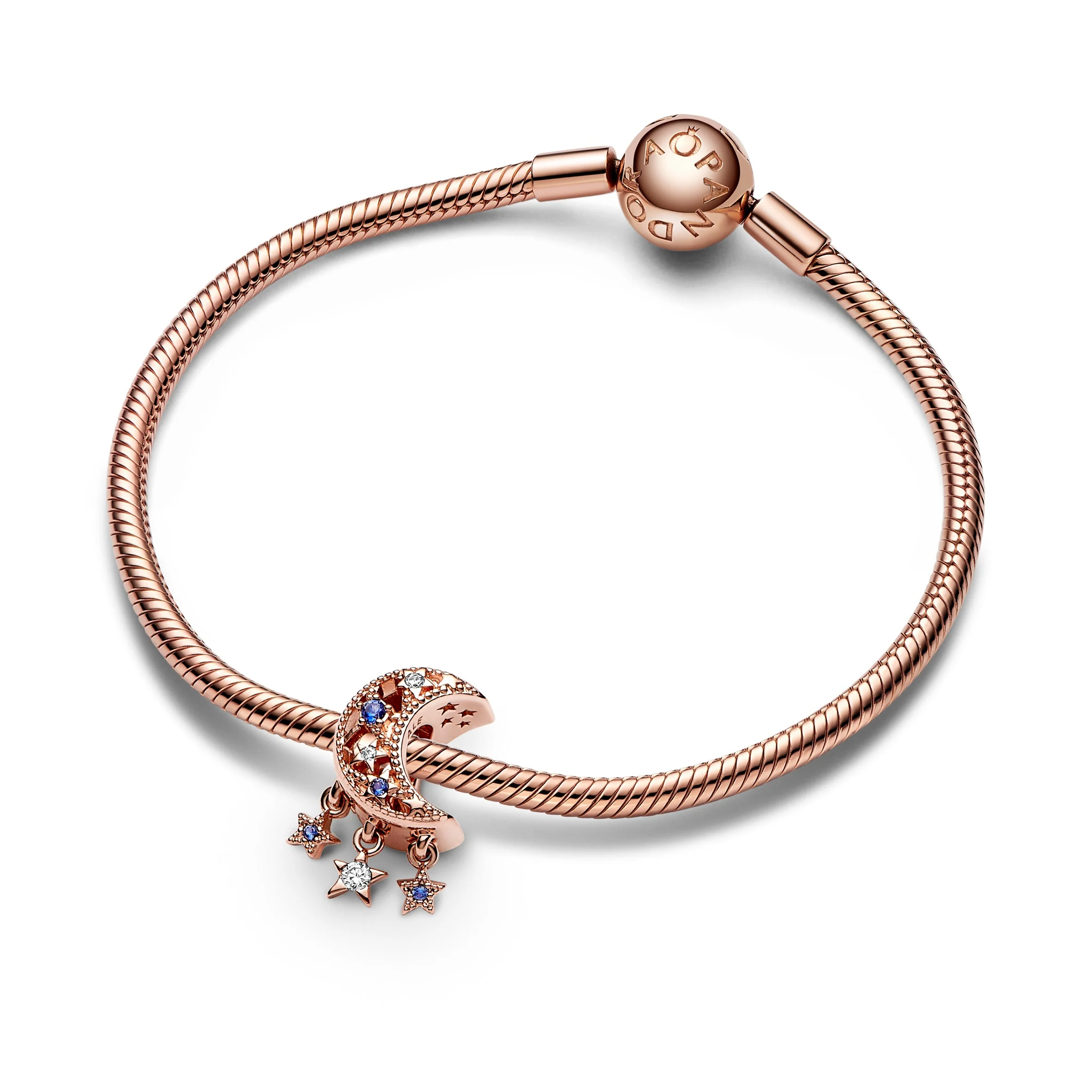 Moon 14K Rose Gold-Plated Charm With Stellar Blue Crystal And Clear Cubic Zirconia - Image 3