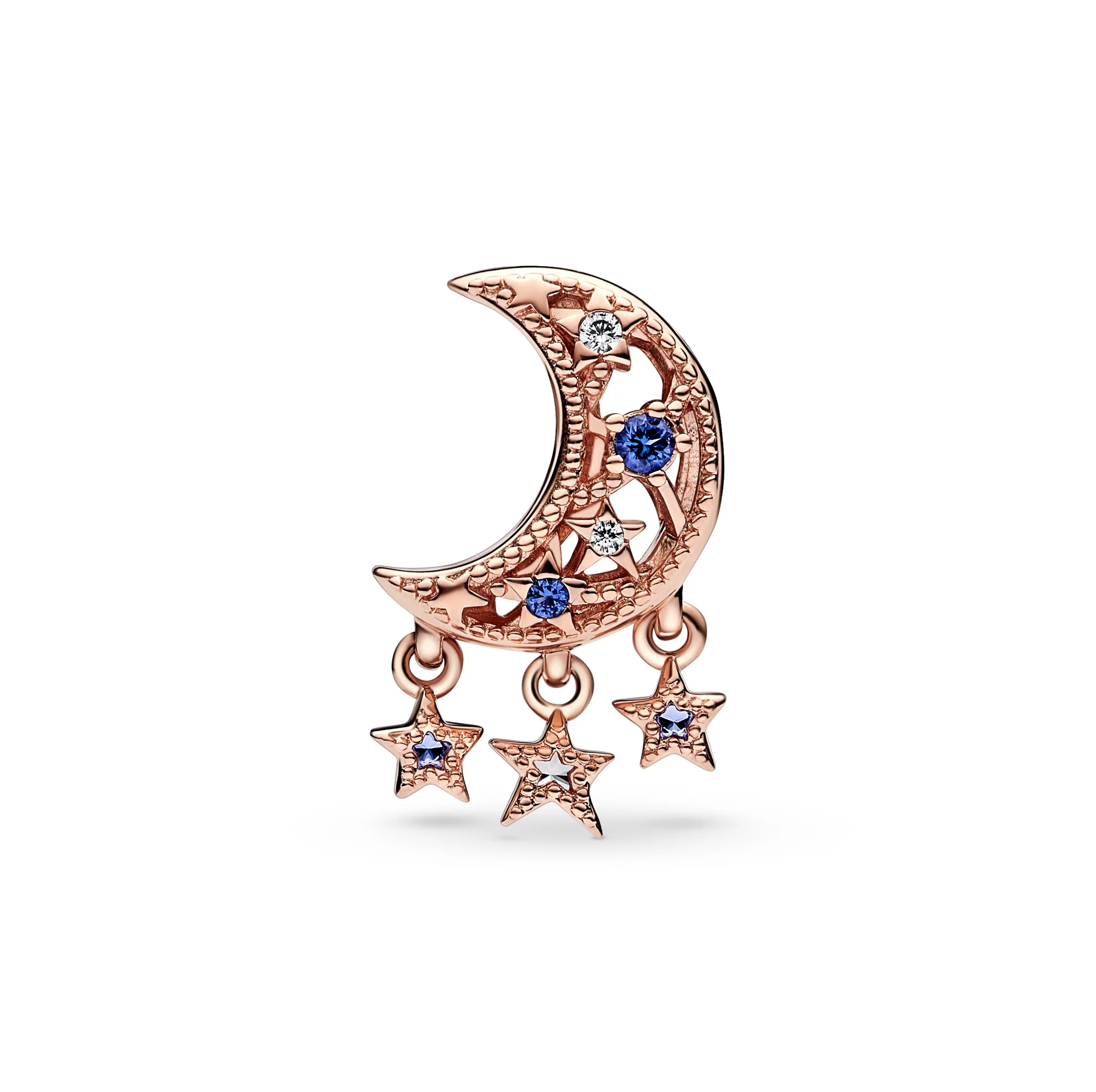 Moon 14K Rose Gold-Plated Charm With Stellar Blue Crystal And Clear Cubic Zirconia - Image 4