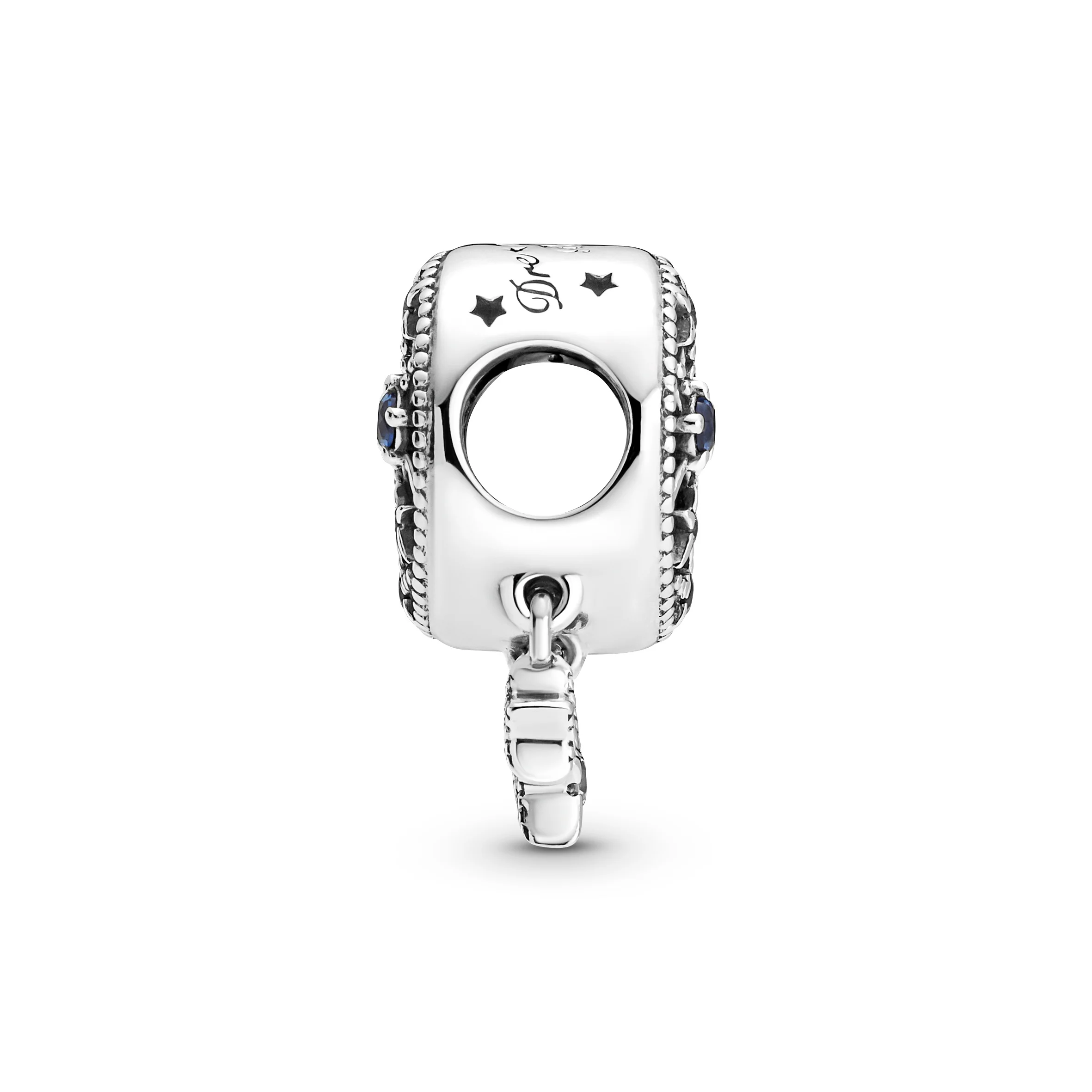 Moon And Star Sterling Silver Charm With Stellar Blue Crystal And Clear Cubic Zirconia - Image 4