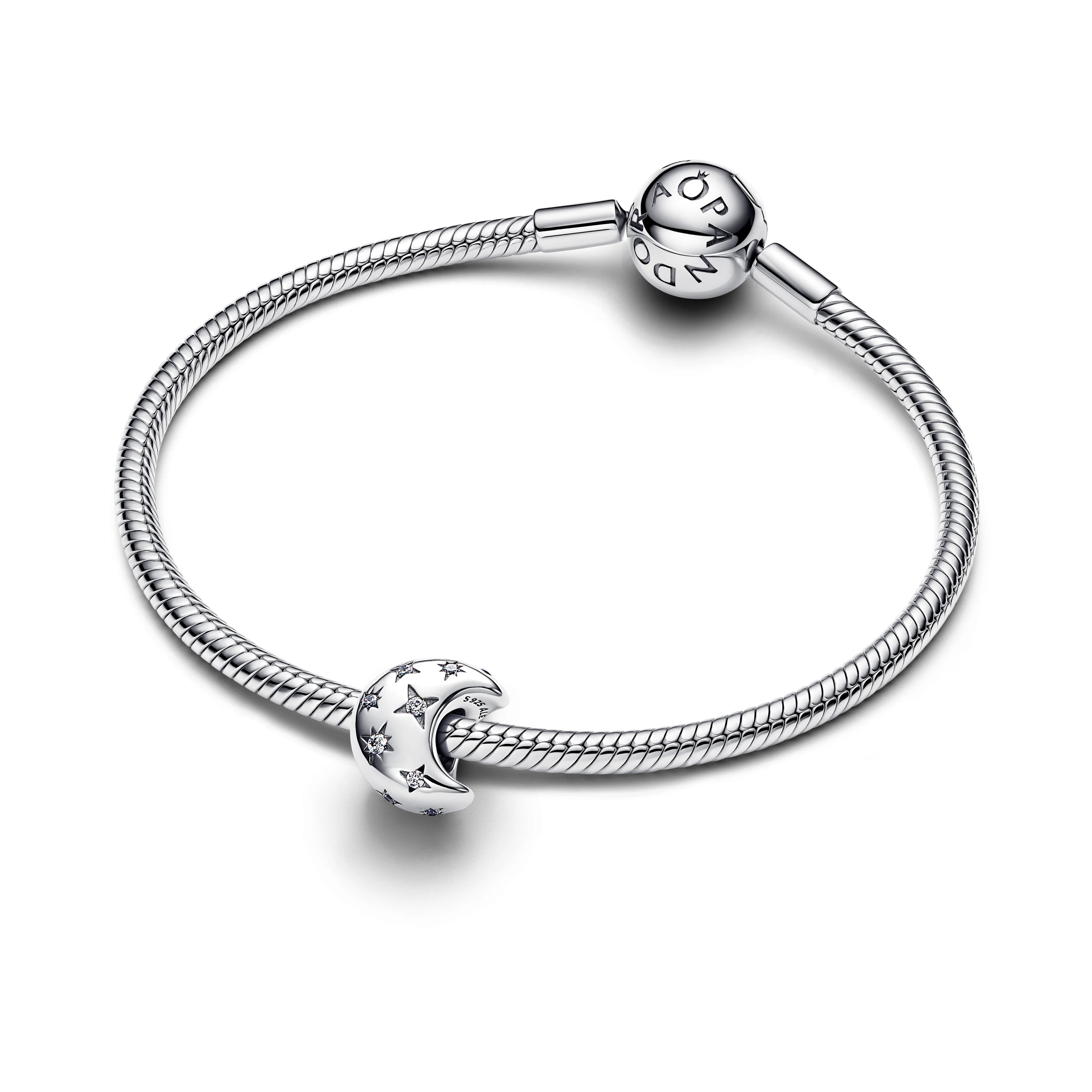 Moon Sterling Silver Charm With Clear Cubic Zirconia - Image 5