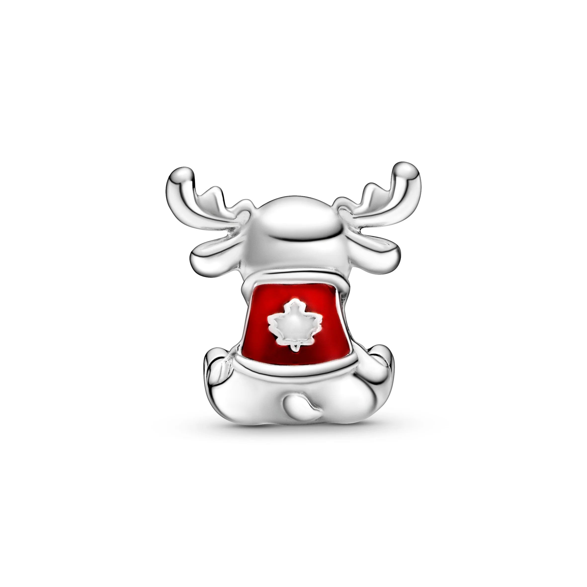 Moose Sterling Silver Charm With Red And White Enamel - Image 2