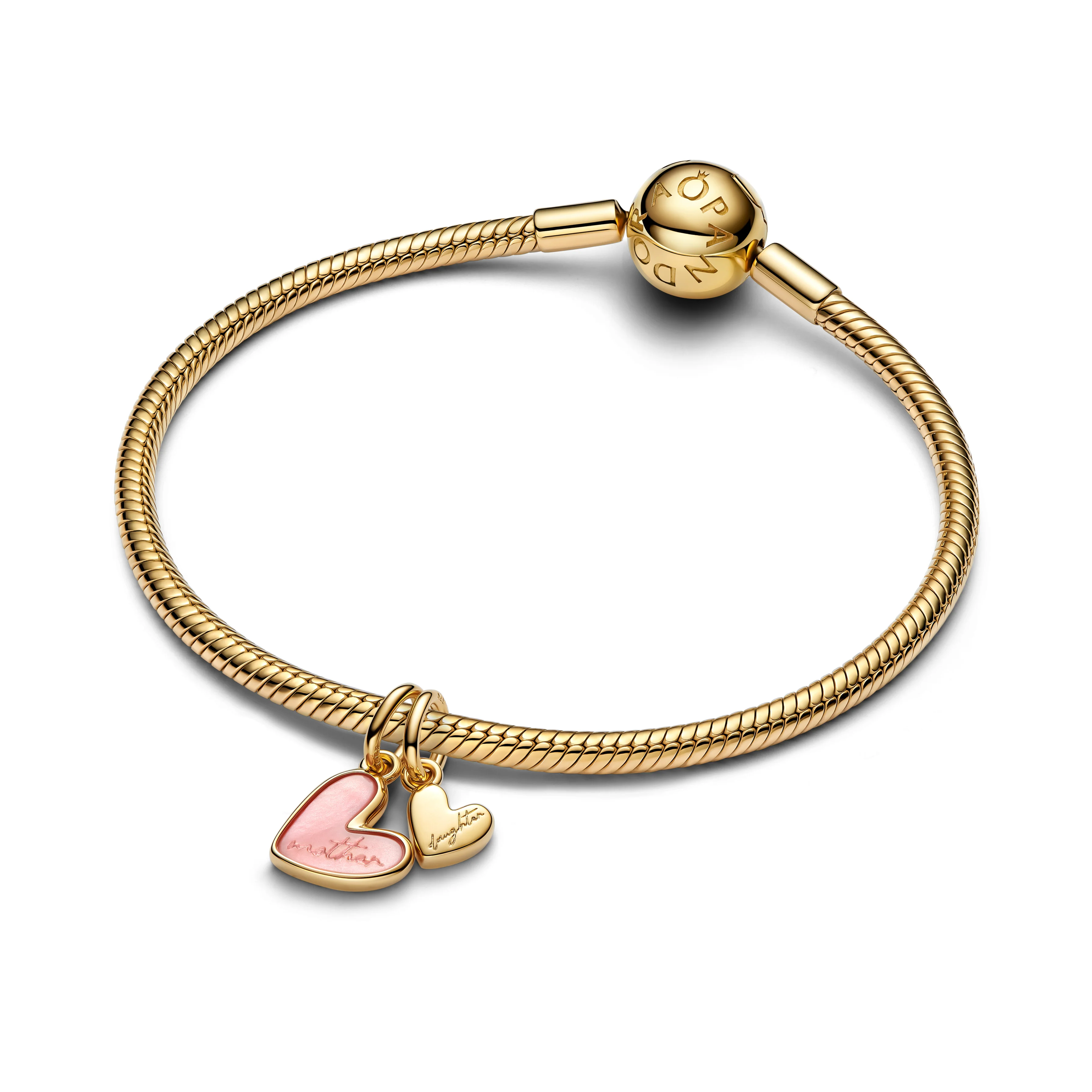 Mother And Daughter 14K Gold-Plated Splittable Dangle With Pink Bioresin Mother Of Pearl - Image 3