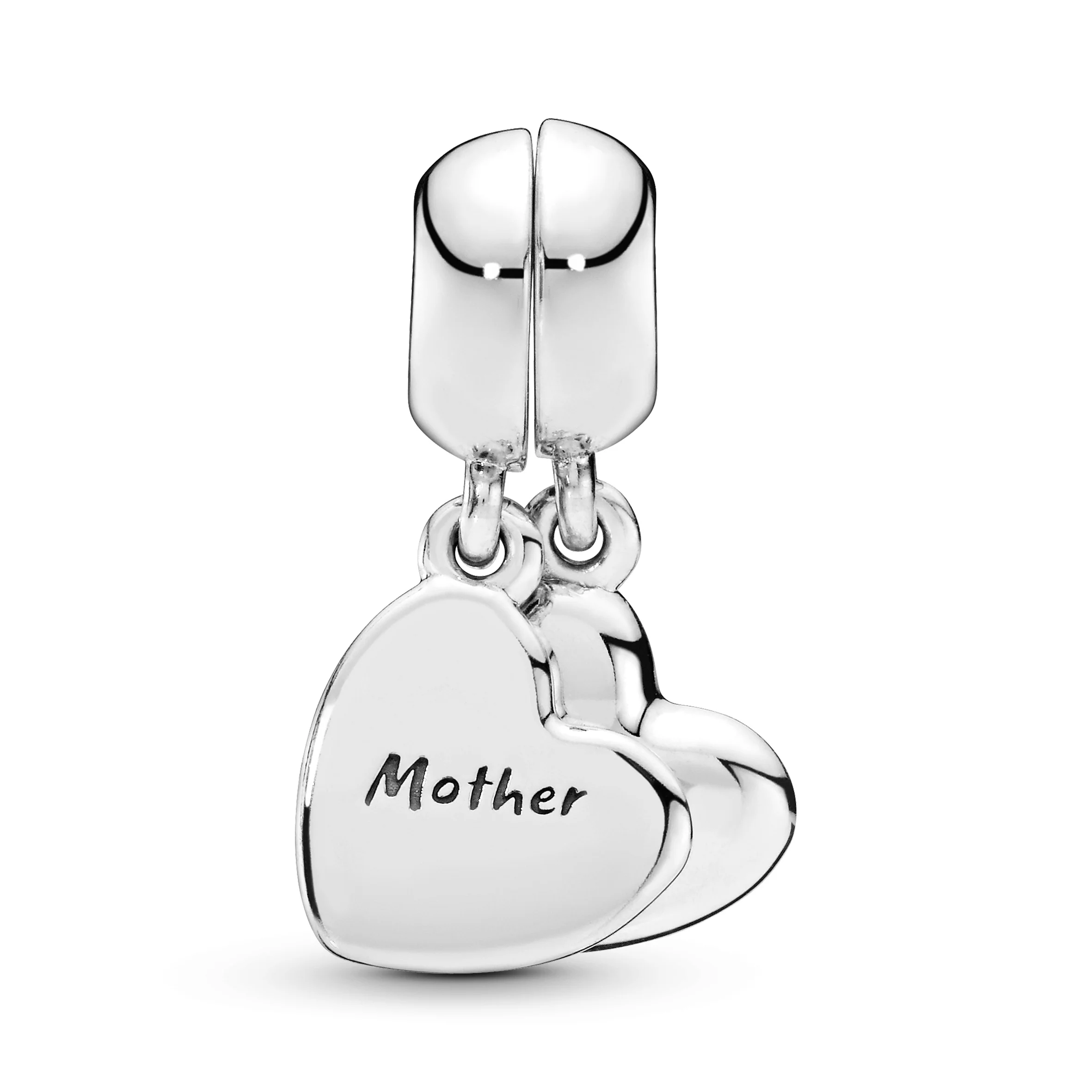 Mother And Son Splitable Silver Dangle With Black Enamel