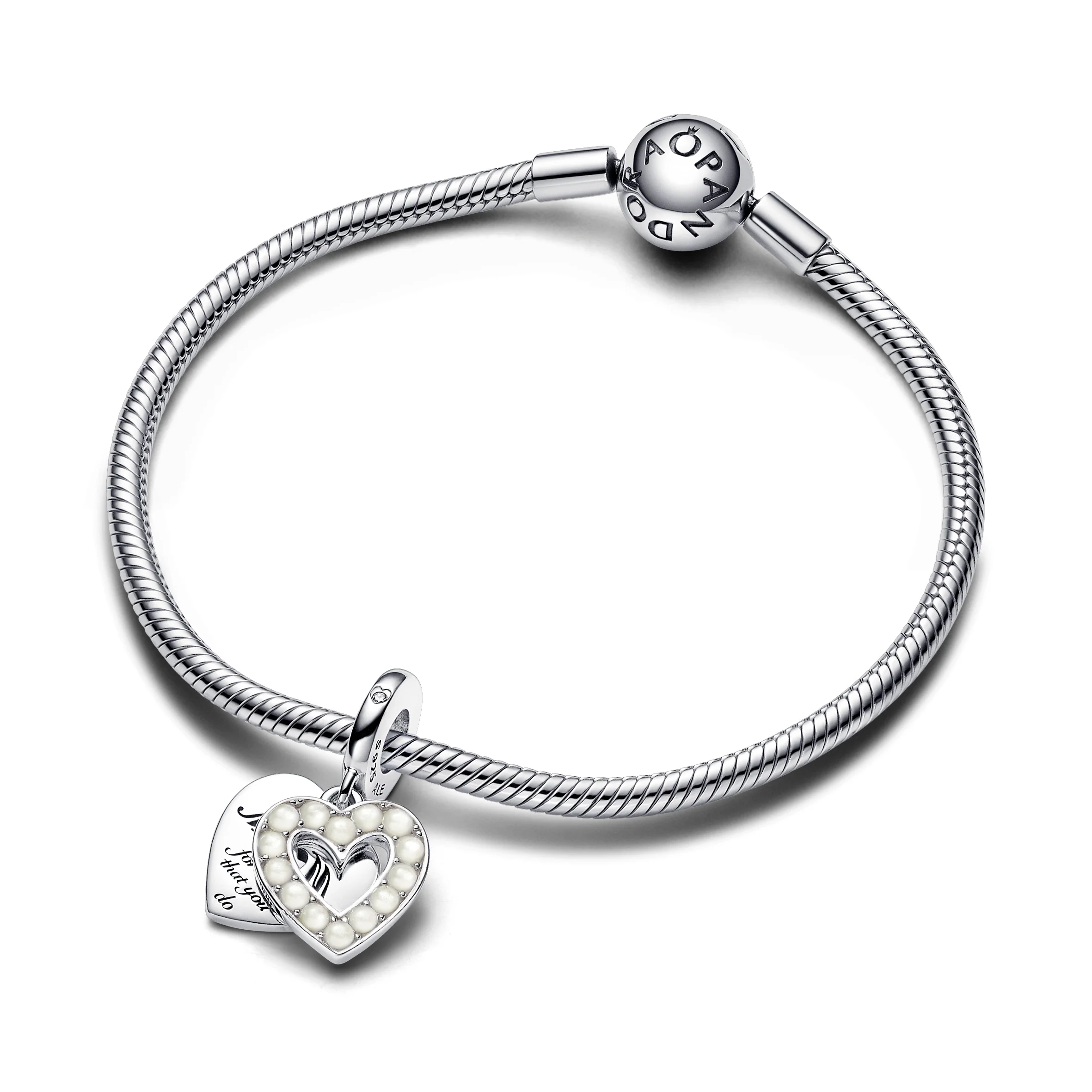 Mum Heart Sterling Silver Double Dangle With Bioresin Man-Made Mother Of Pearl And Clear Cubic Zirconia - Image 4