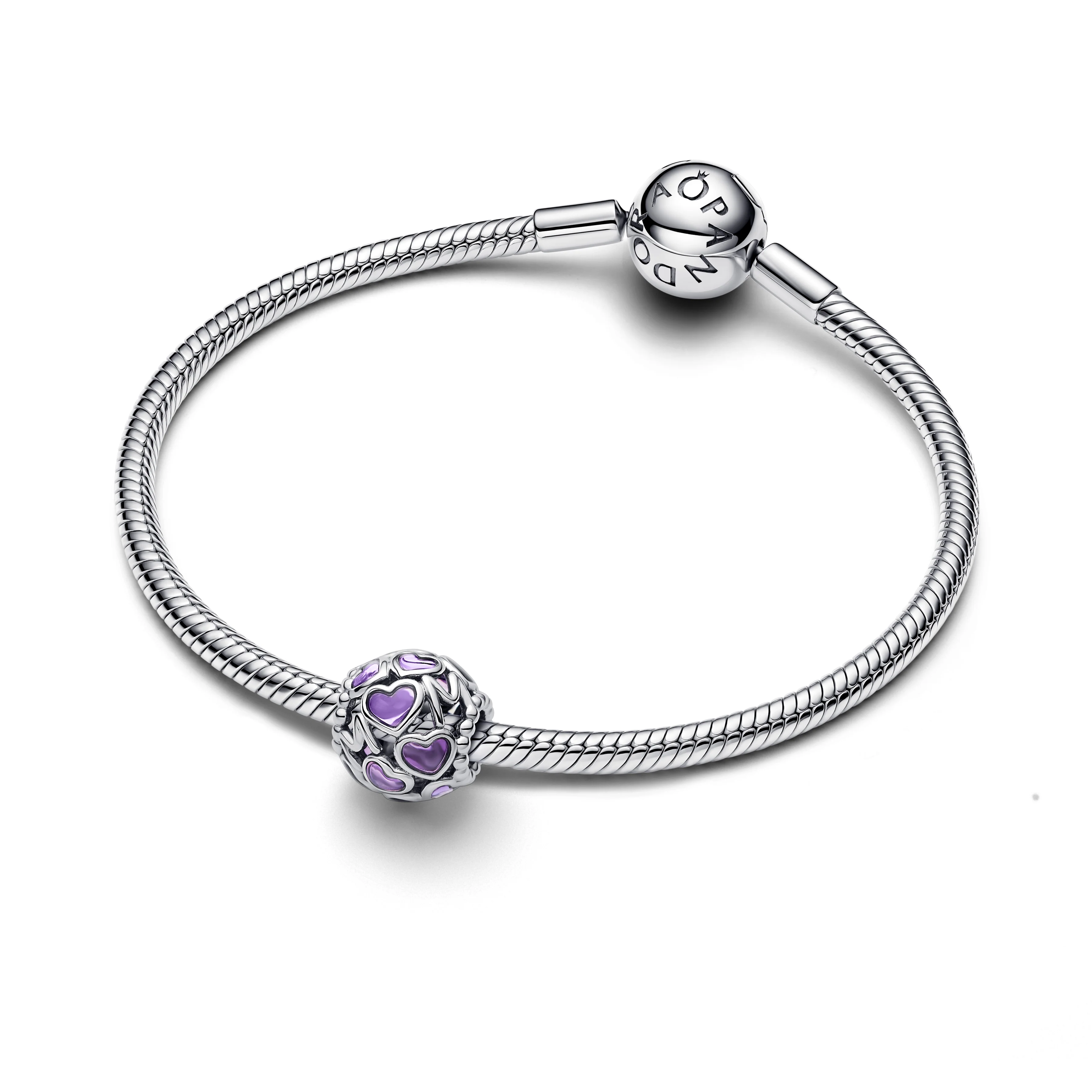 Mum Hearts Sterling Silver Charm With Transparent Purple Enamel - Image 4