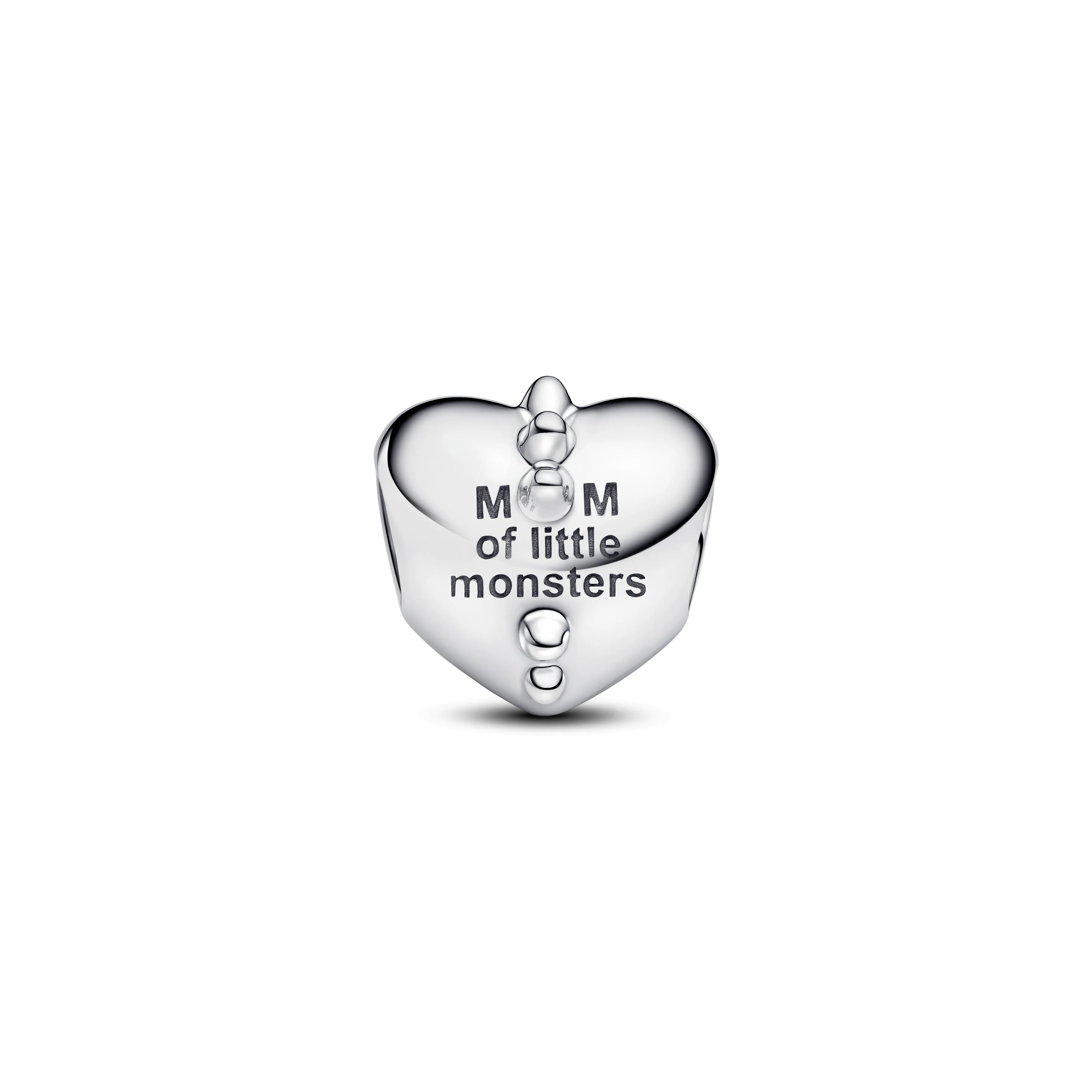 Mum Of Monsters Heart Sterling Silver Charm With Black Crystal And Clear Cubic Zirconia - Image 3