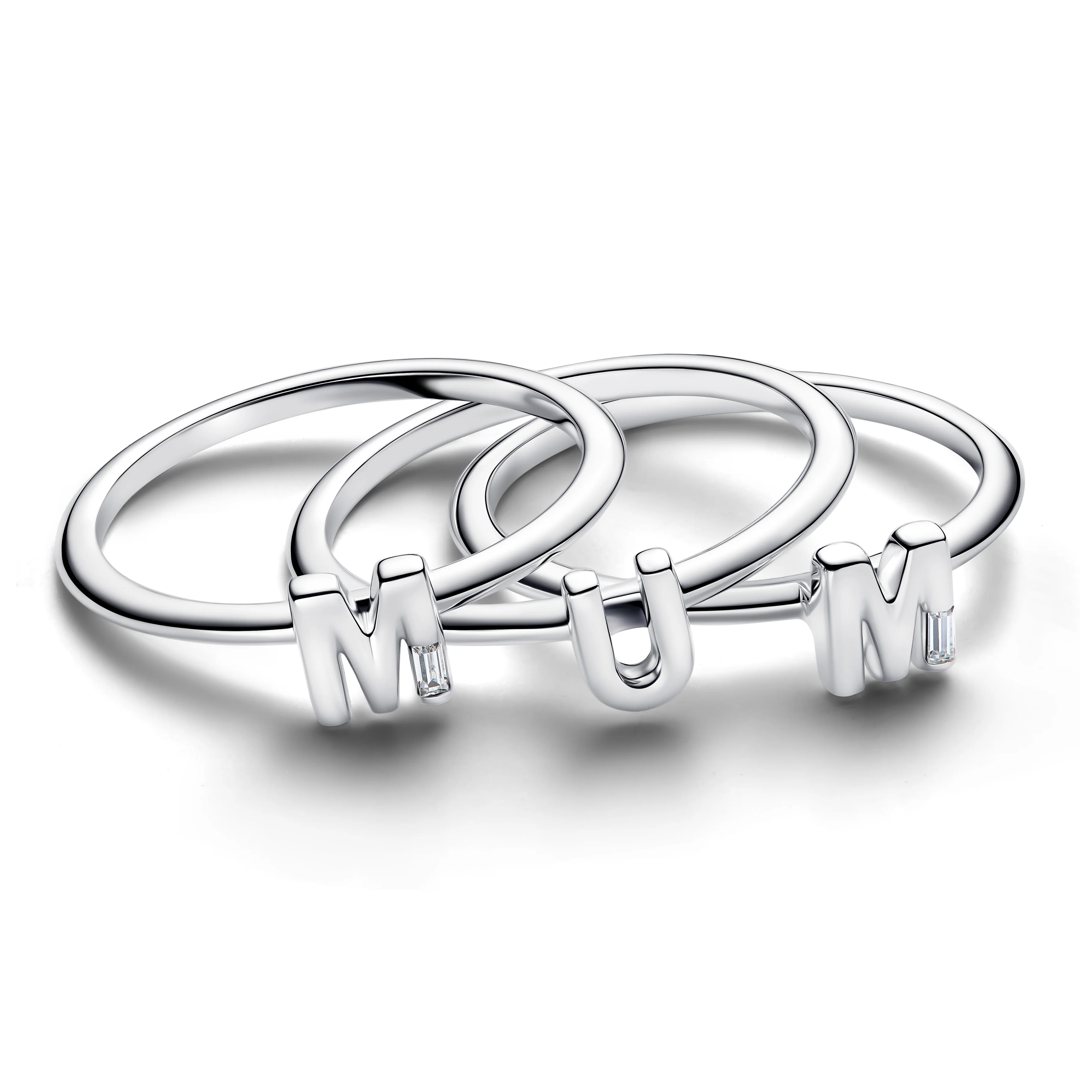 Mum Sterling Silver Splittable Ring With Clear Cubic Zirconia - Image 2