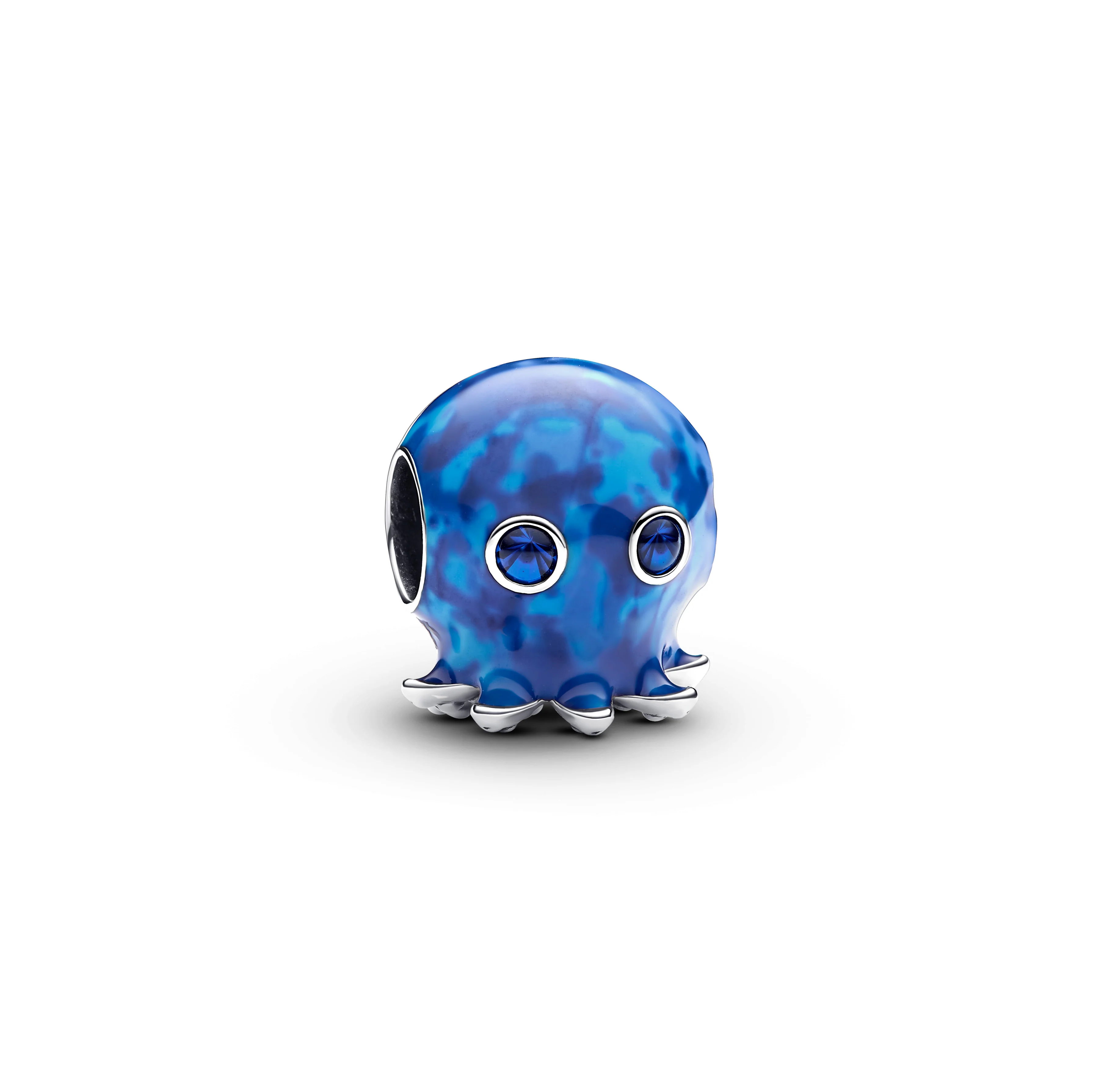 Octopus Sterling Silver Charm With True Blue Crystal And Blue Enamel