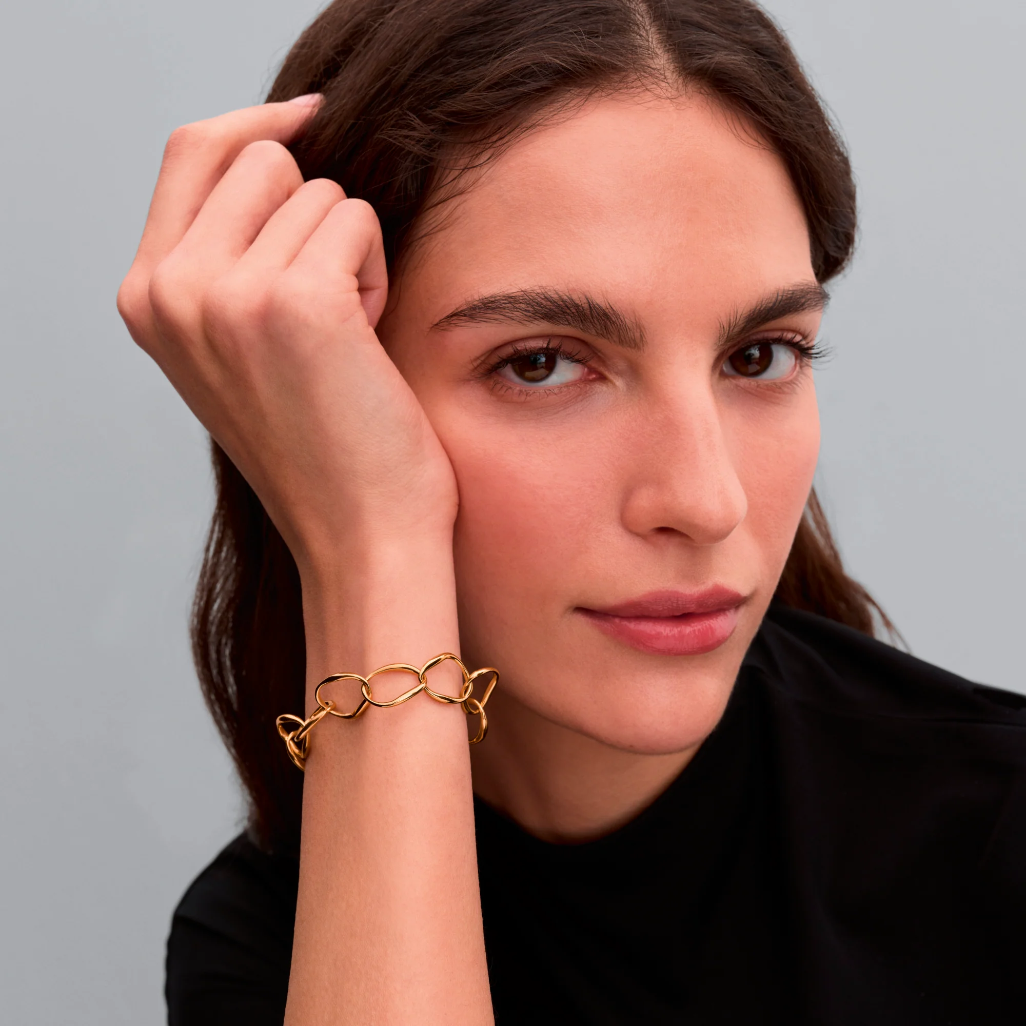 Organically Shaped Link 14K Gold-Plated Bracelet - Image 2