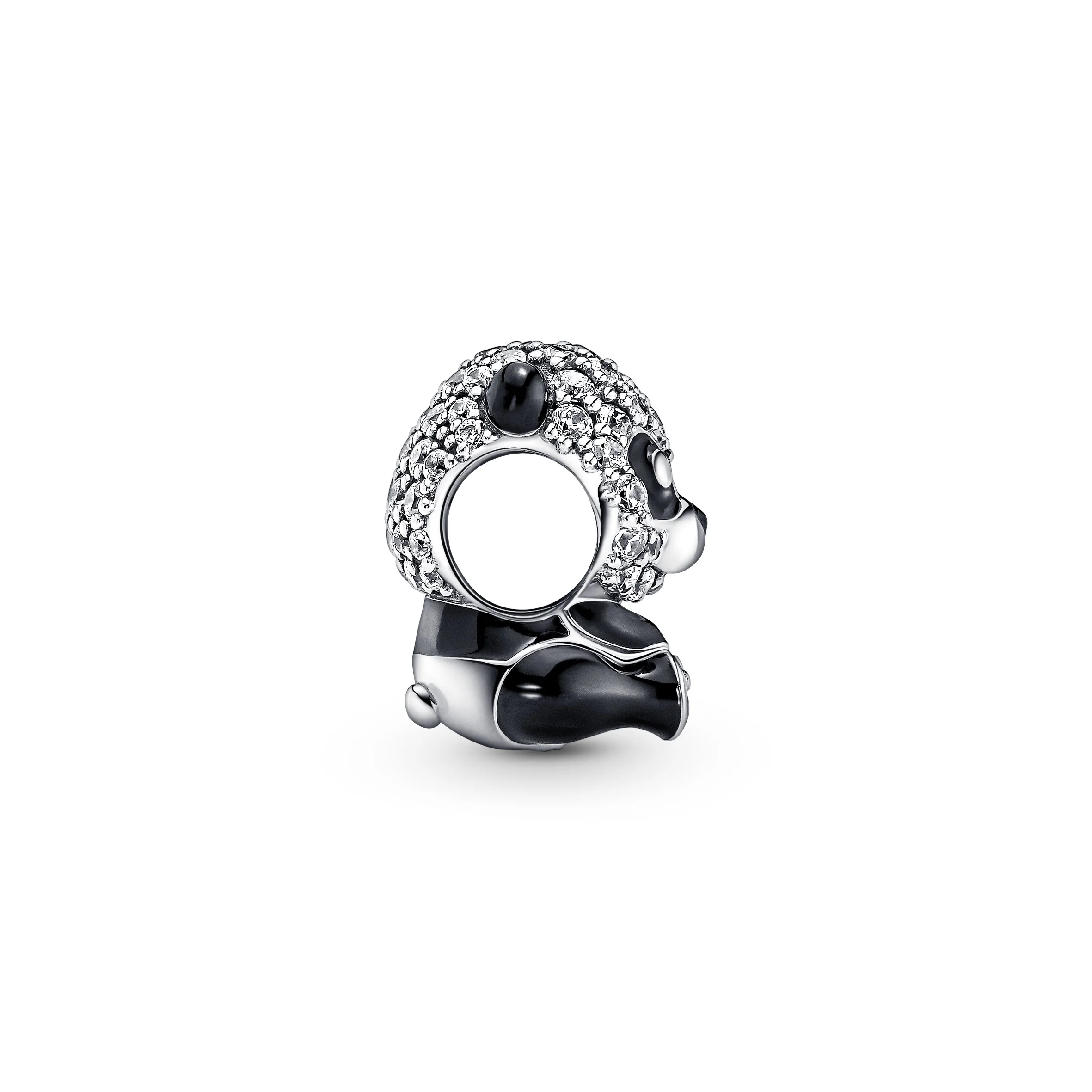 Panda Sterling Silver Charm With Clear Cubic Zirconia And Black Enamel - Image 6