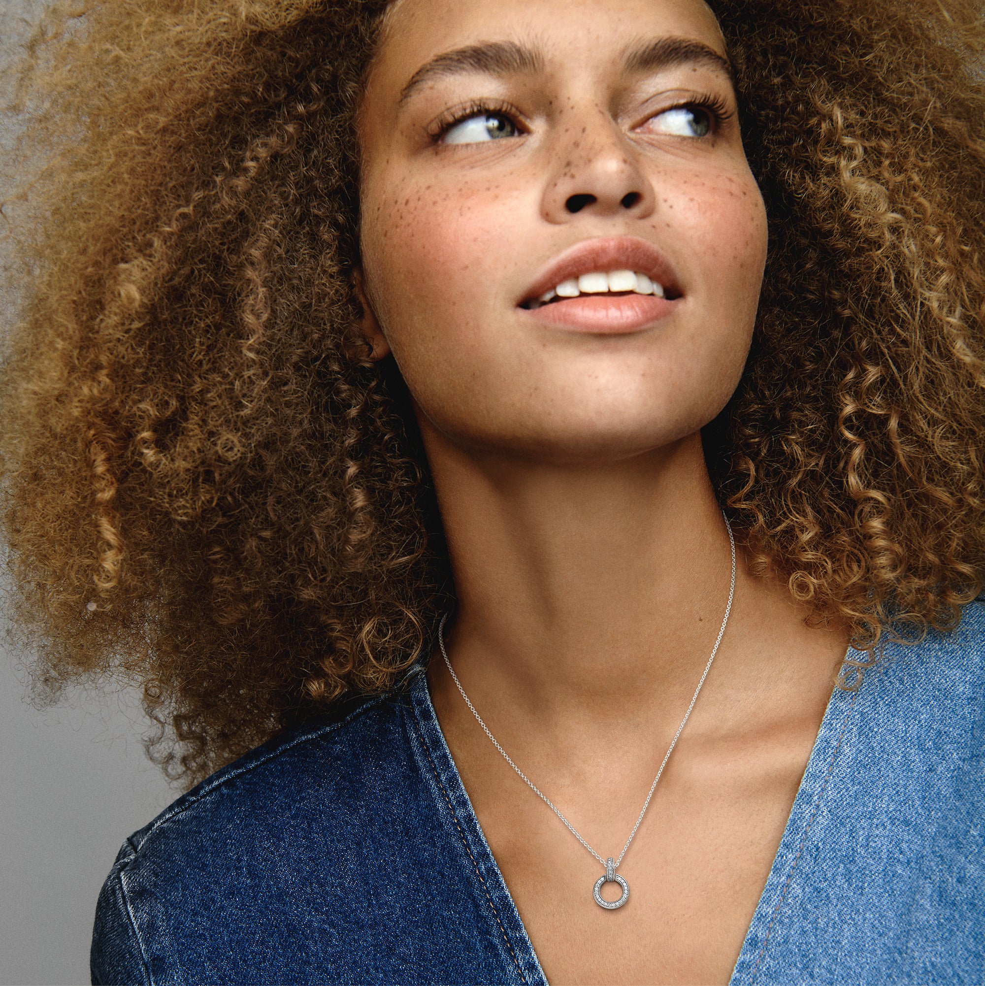 Pandora Logo Interlocking Circles Sterling Silver Pendant With Clear Cubic Zirconia And Necklace - Image 2