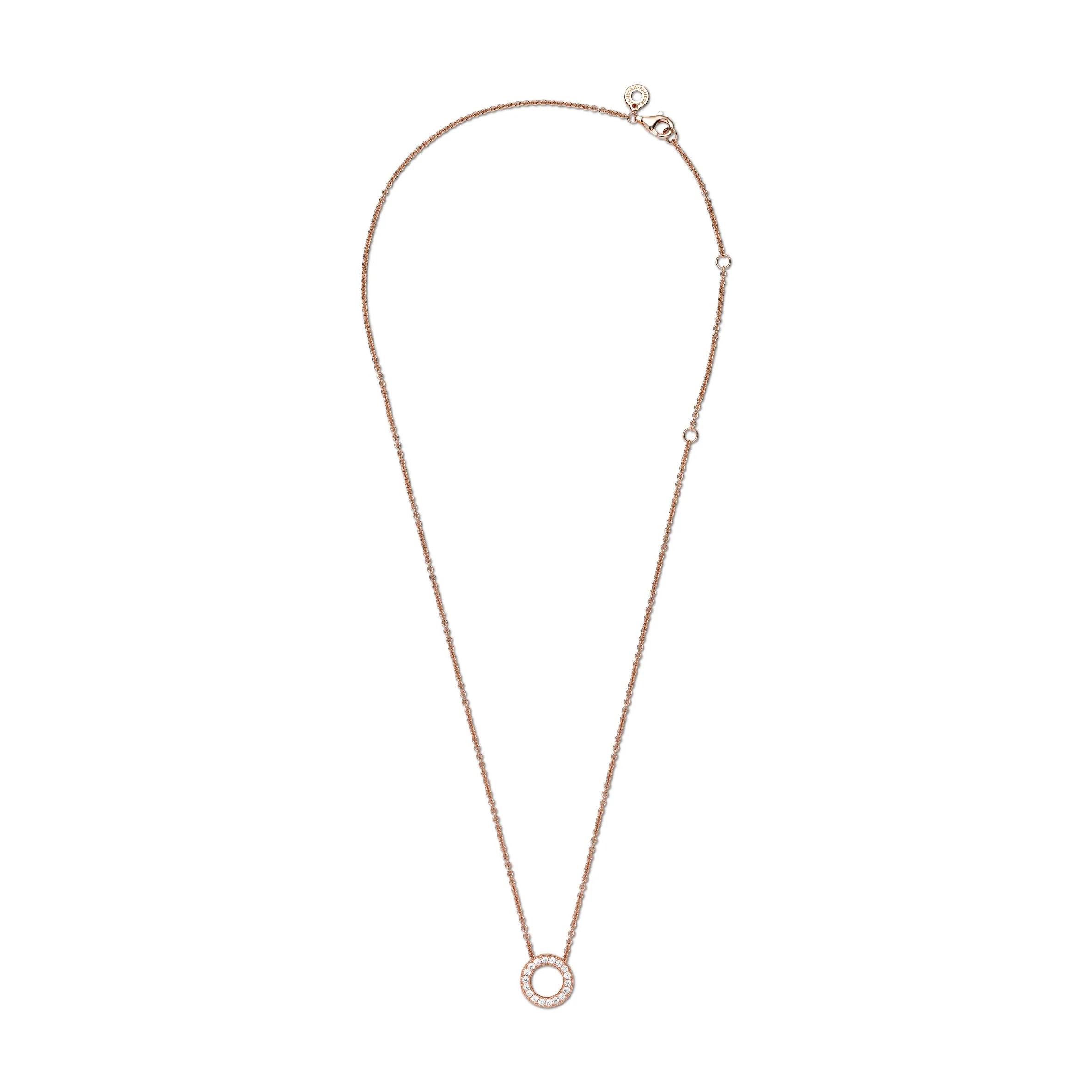Pandora Logo Reversible 14K Rose Gold-Plated Collier With Clear Cubic Zirconia - Image 6