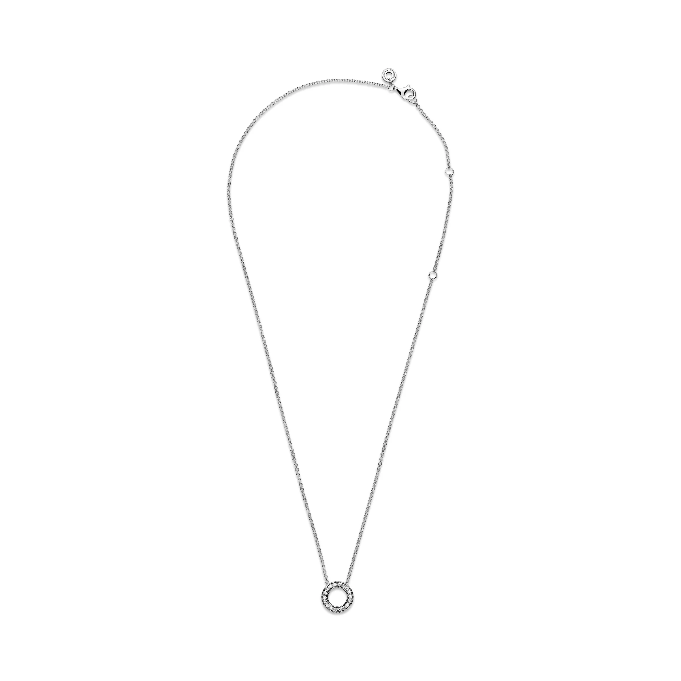 Pandora Logo Reversible Silver Collier With Clear Cubic Zirconia - Image 5