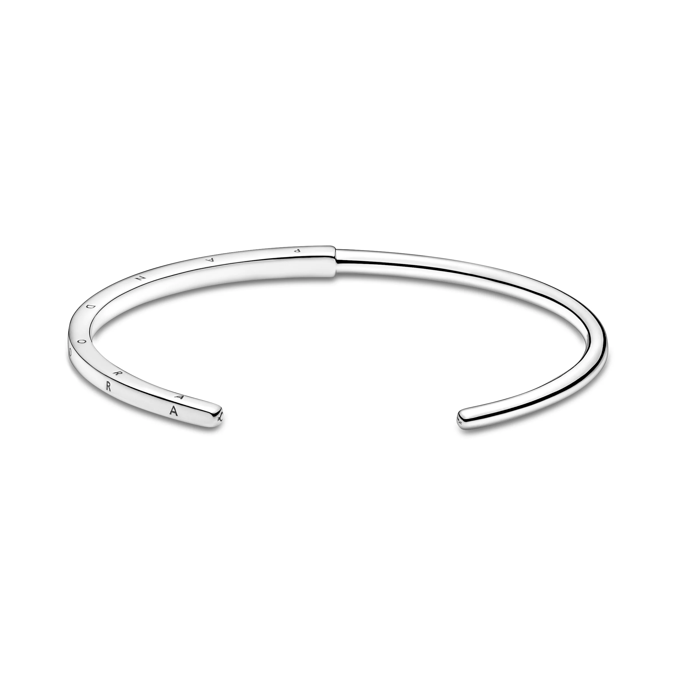 Pandora Logo Sterling Silver Open Bangle - Image 4
