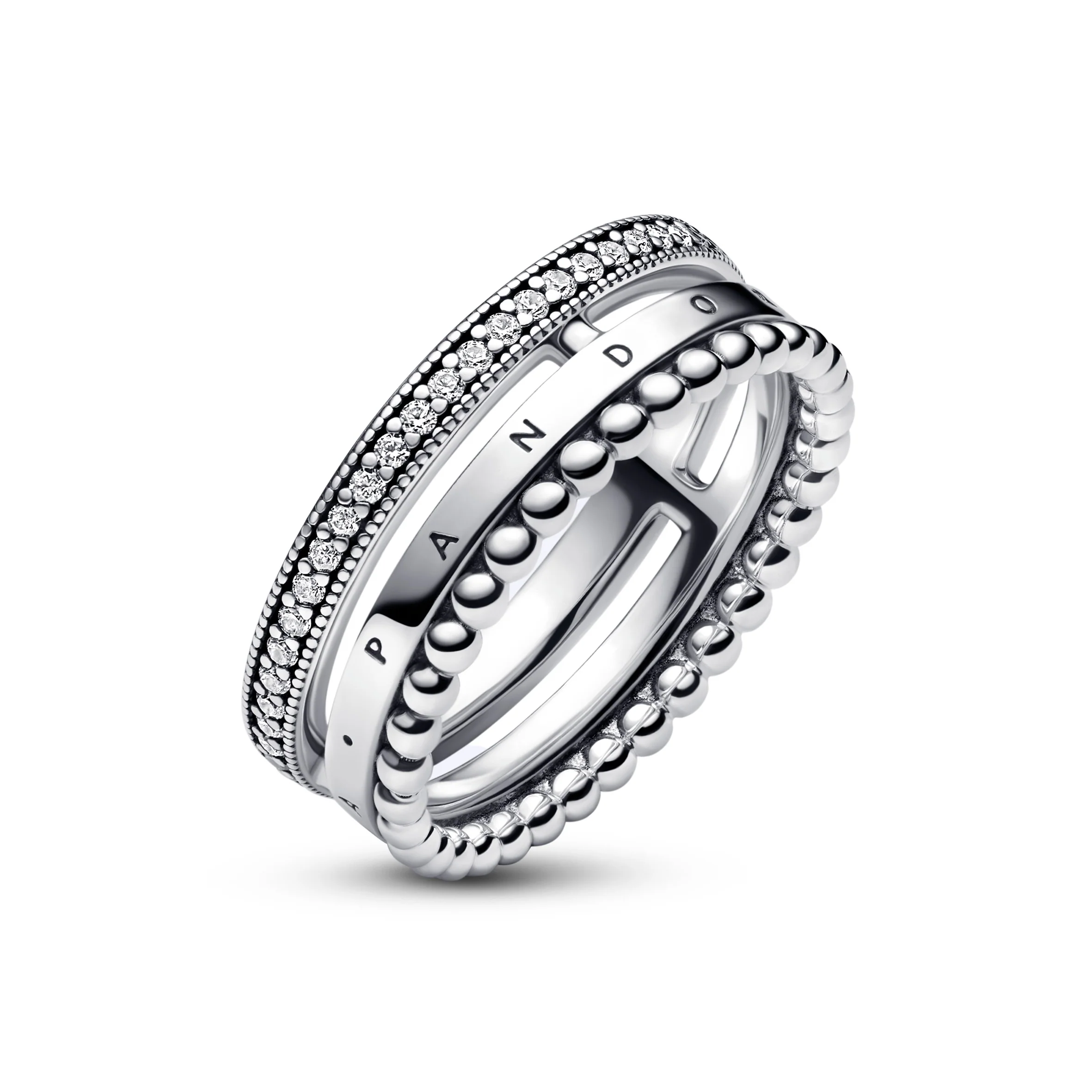 Pandora Logo Sterling Silver Ring With Clear Cubic Zirconia - Image 3