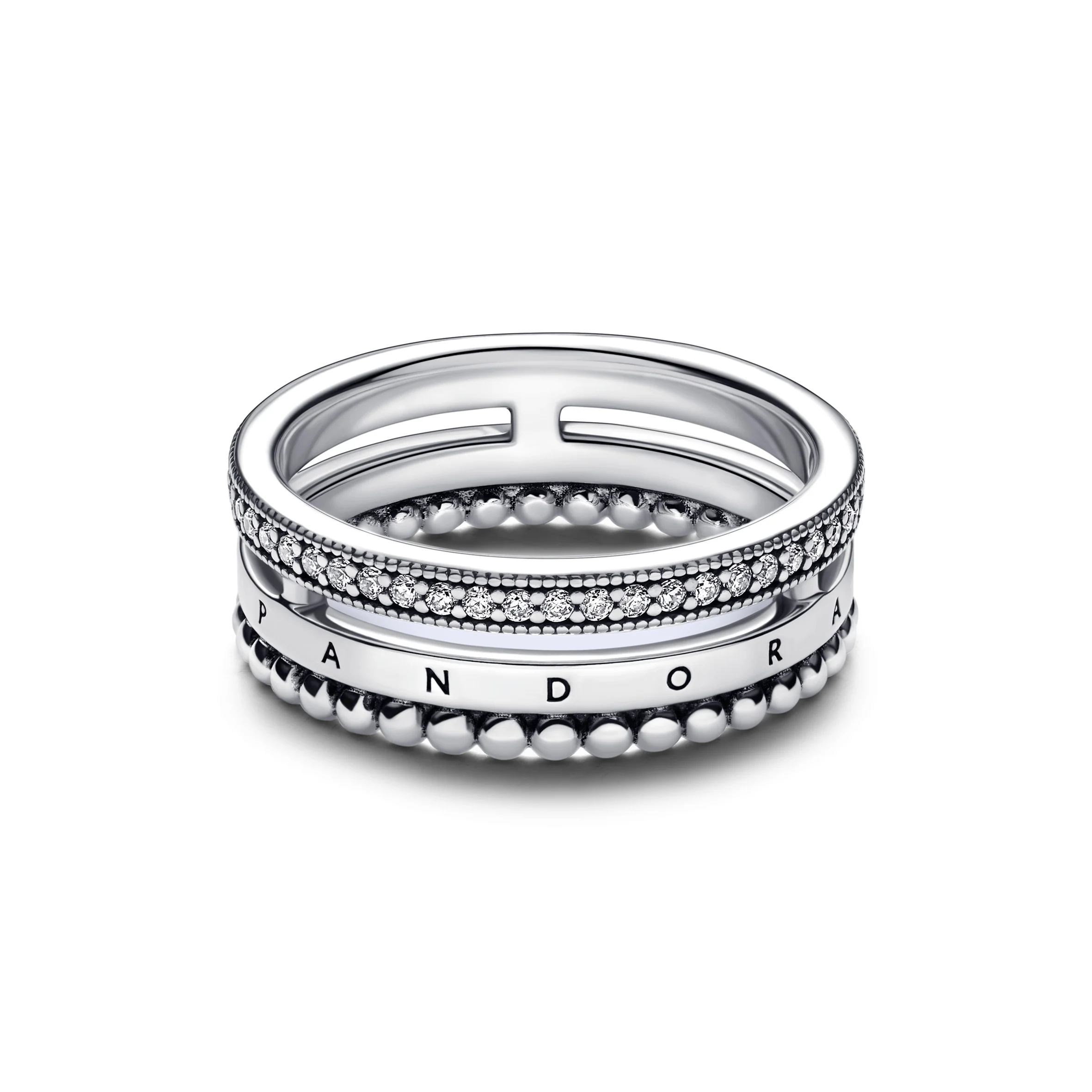 Pandora Logo Sterling Silver Ring With Clear Cubic Zirconia - Image 4