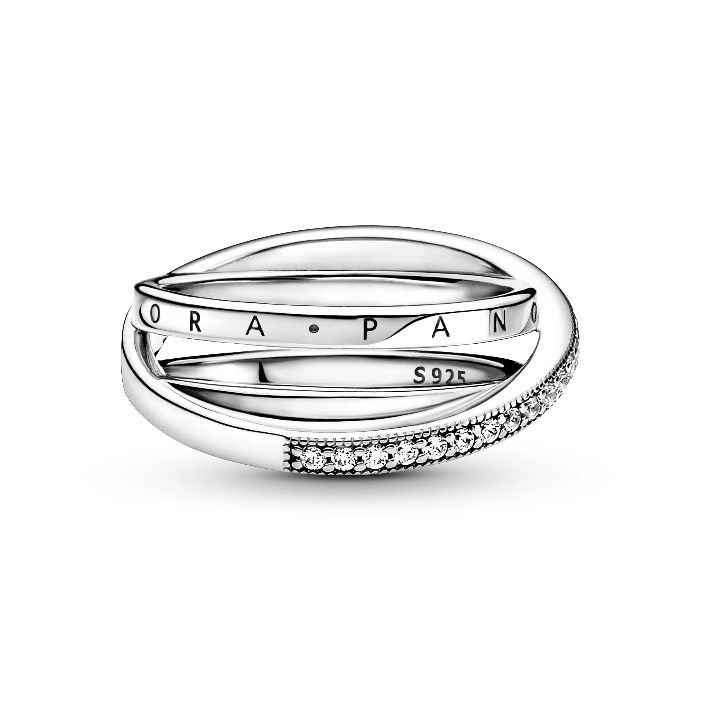 Pandora Logo Sterling Silver Ring With Clear Cubic Zirconia - Image 2