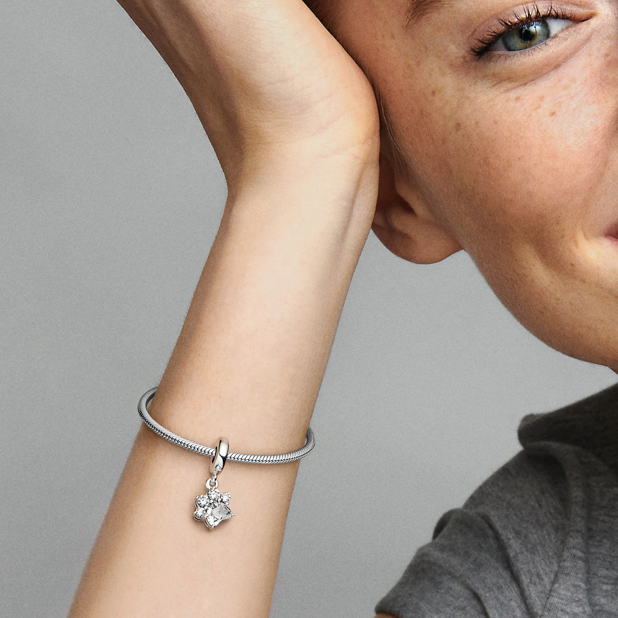 Paw Sterling Silver Dangle With Clear Cubic Zirconia - Image 3