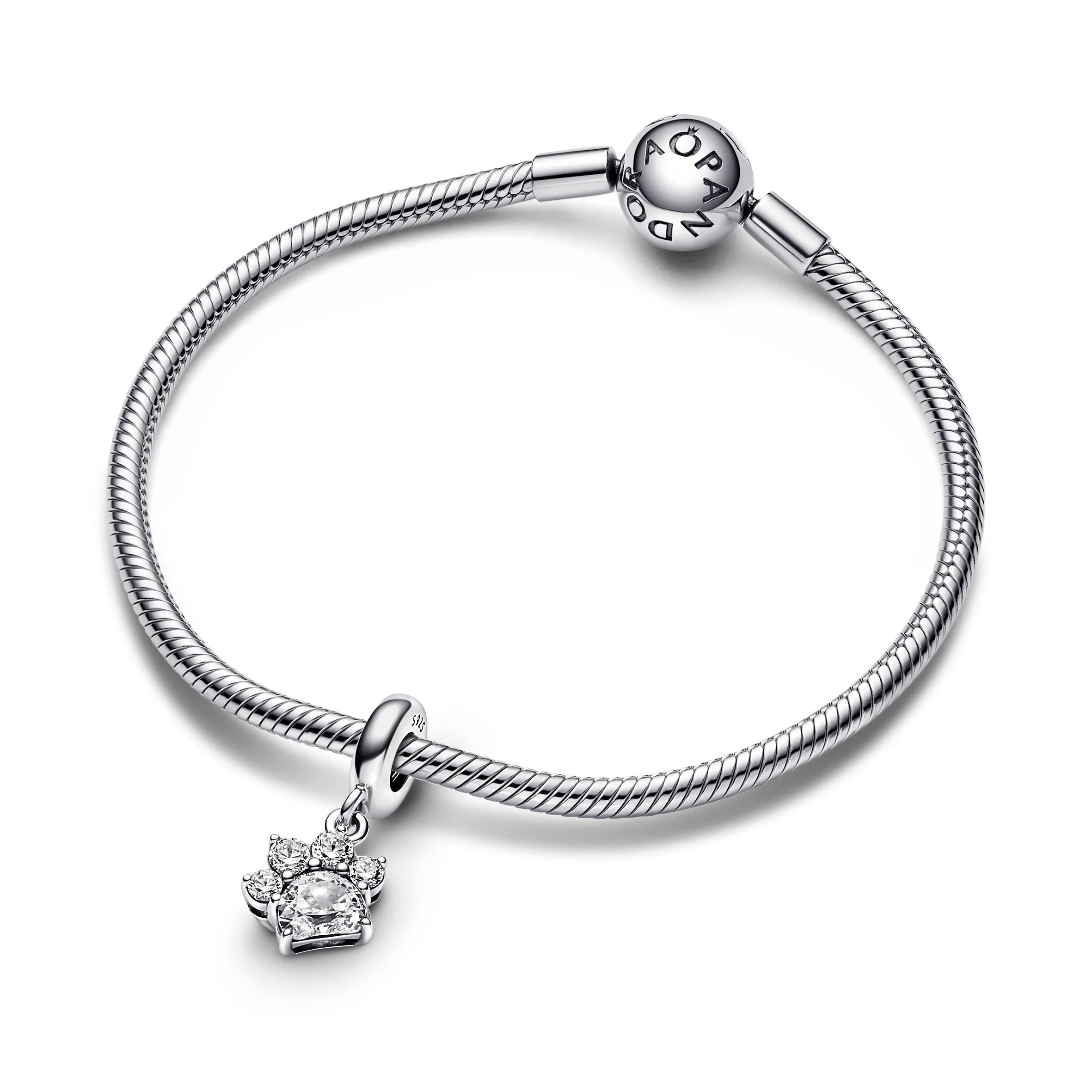 Paw Sterling Silver Dangle With Clear Cubic Zirconia - Image 4
