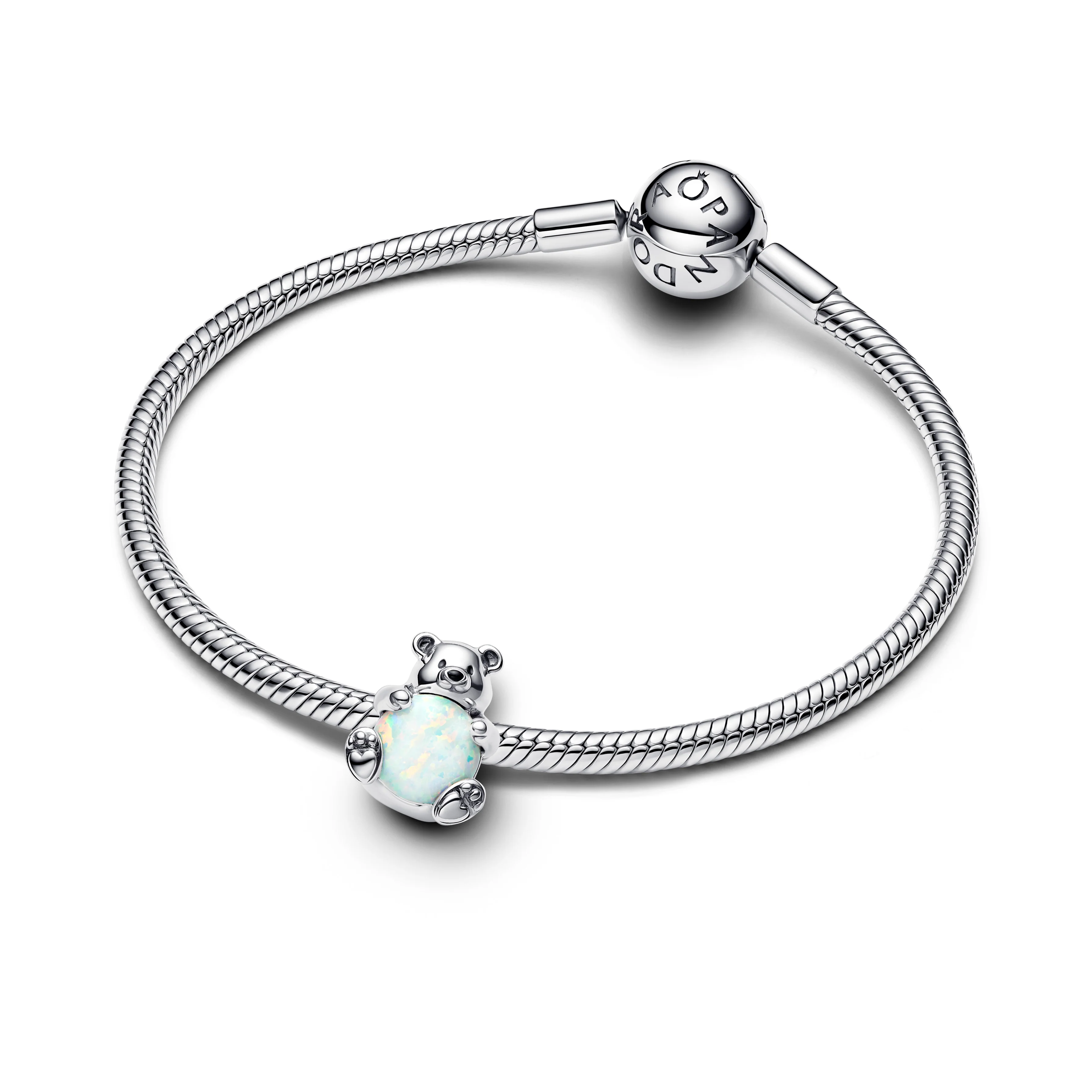Polar Bear Sterling Silver Charm With White Lab-Created Opal And Black Enamel - Image 4