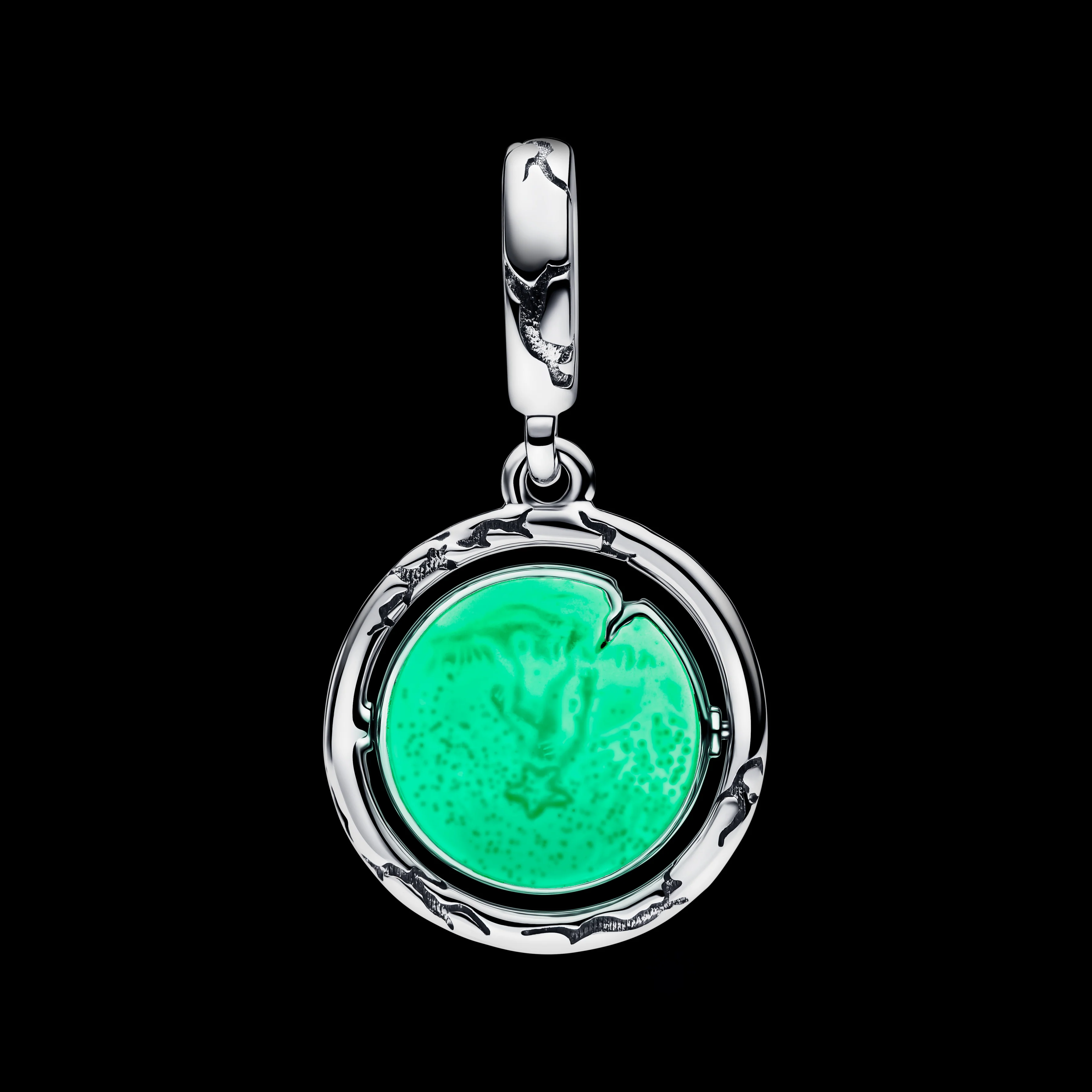 Project Red Sterling Silver Spinning Dangle With Glow In The Dark Glittery Green And  Glittery Red Enamel - Image 4