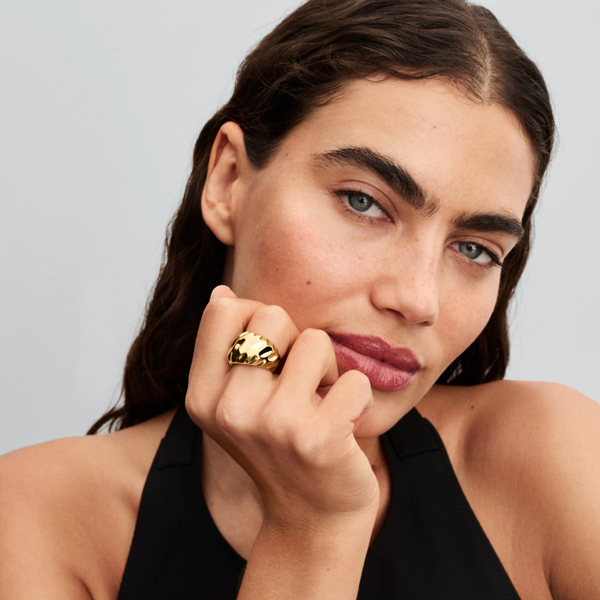 Rippled 14K Gold-Plated Ring - Image 2