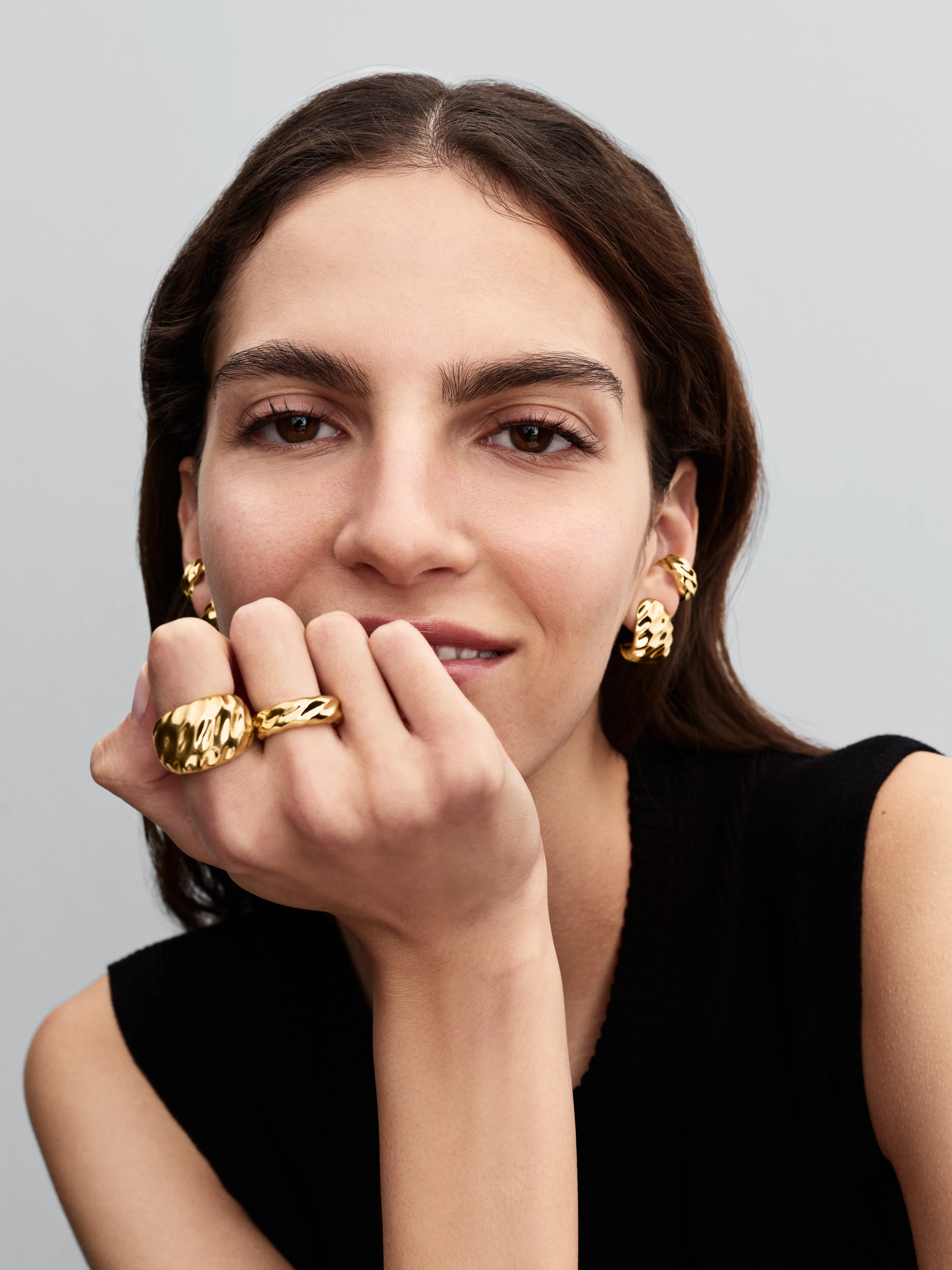 Rippled 14K Gold-Plated Ring - Image 4
