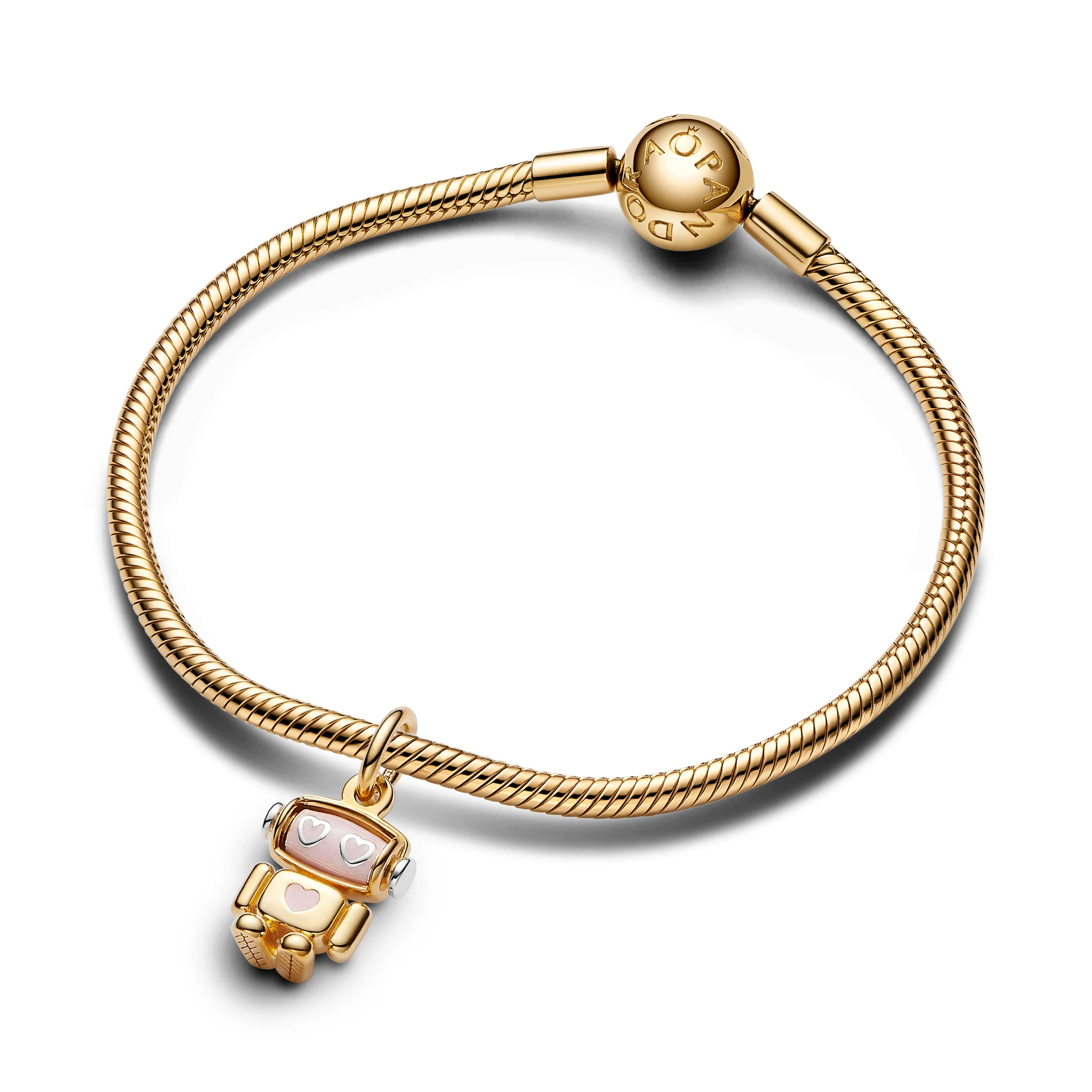 Robot Sterling Silver And 14K Gold-Plated Dangle With Shimmering Pink Enamel - Image 4