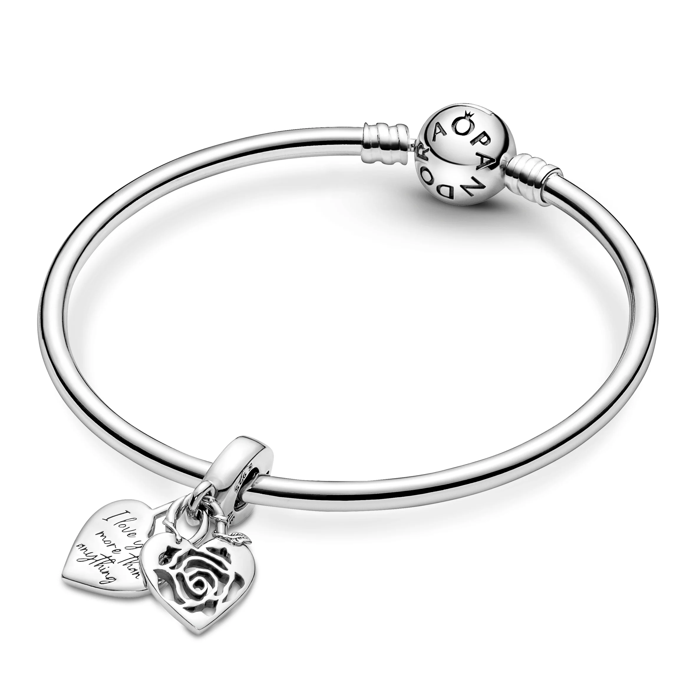 Rose Heart Sterling Silver Double Dangle - Image 4