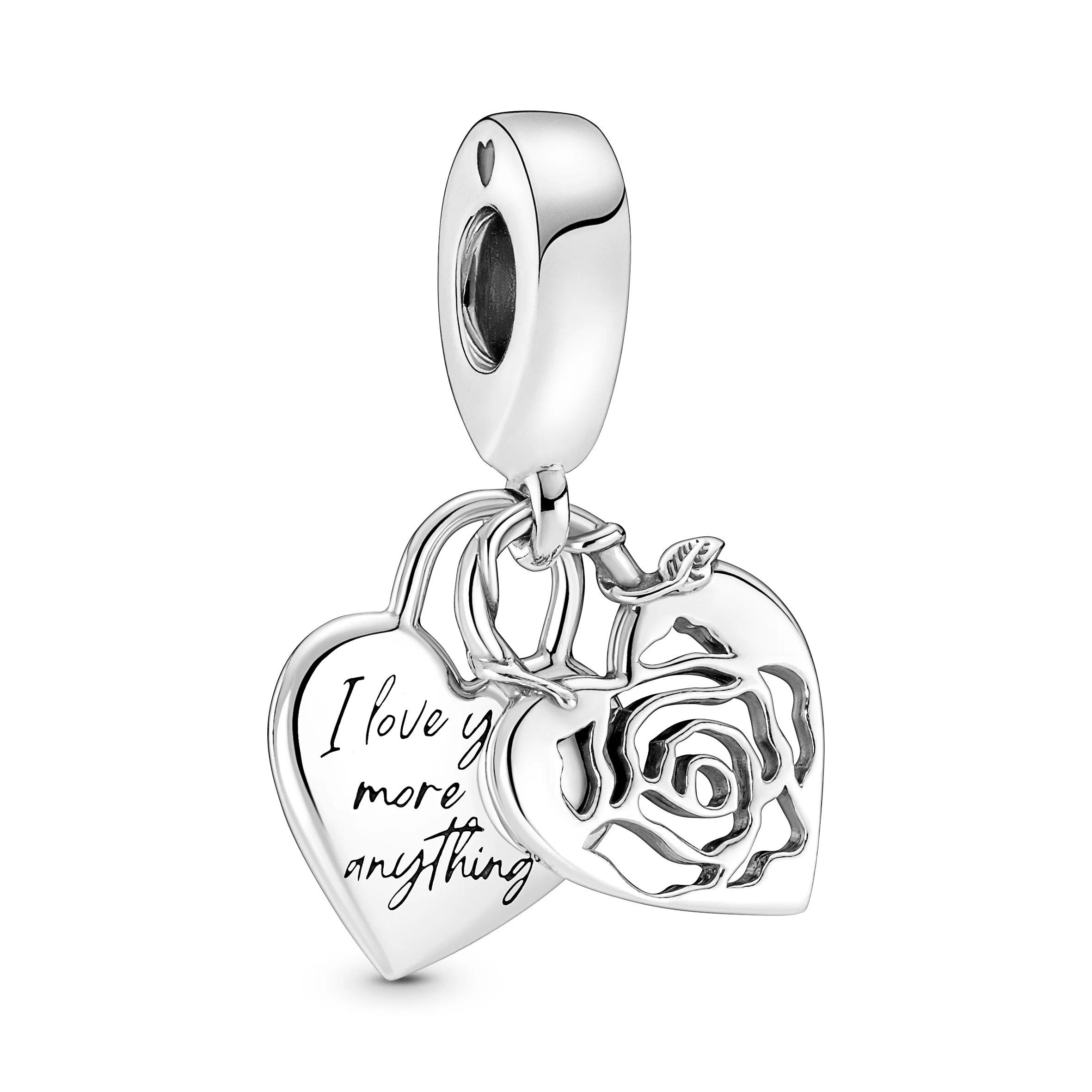 Rose Heart Sterling Silver Double Dangle - Image 5