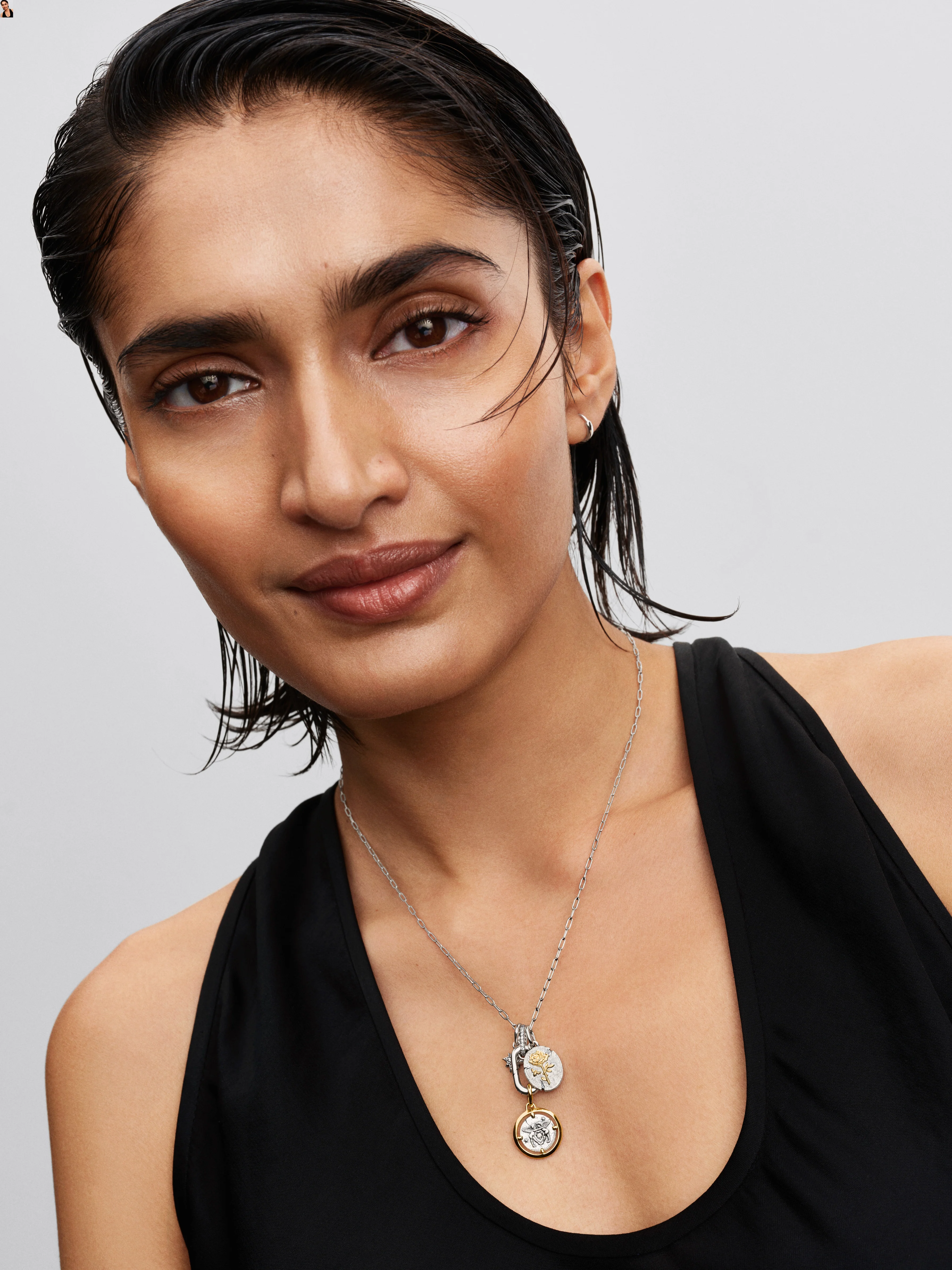Rose Sterling Silver And 14K Gold-Plated Medallion - Image 6
