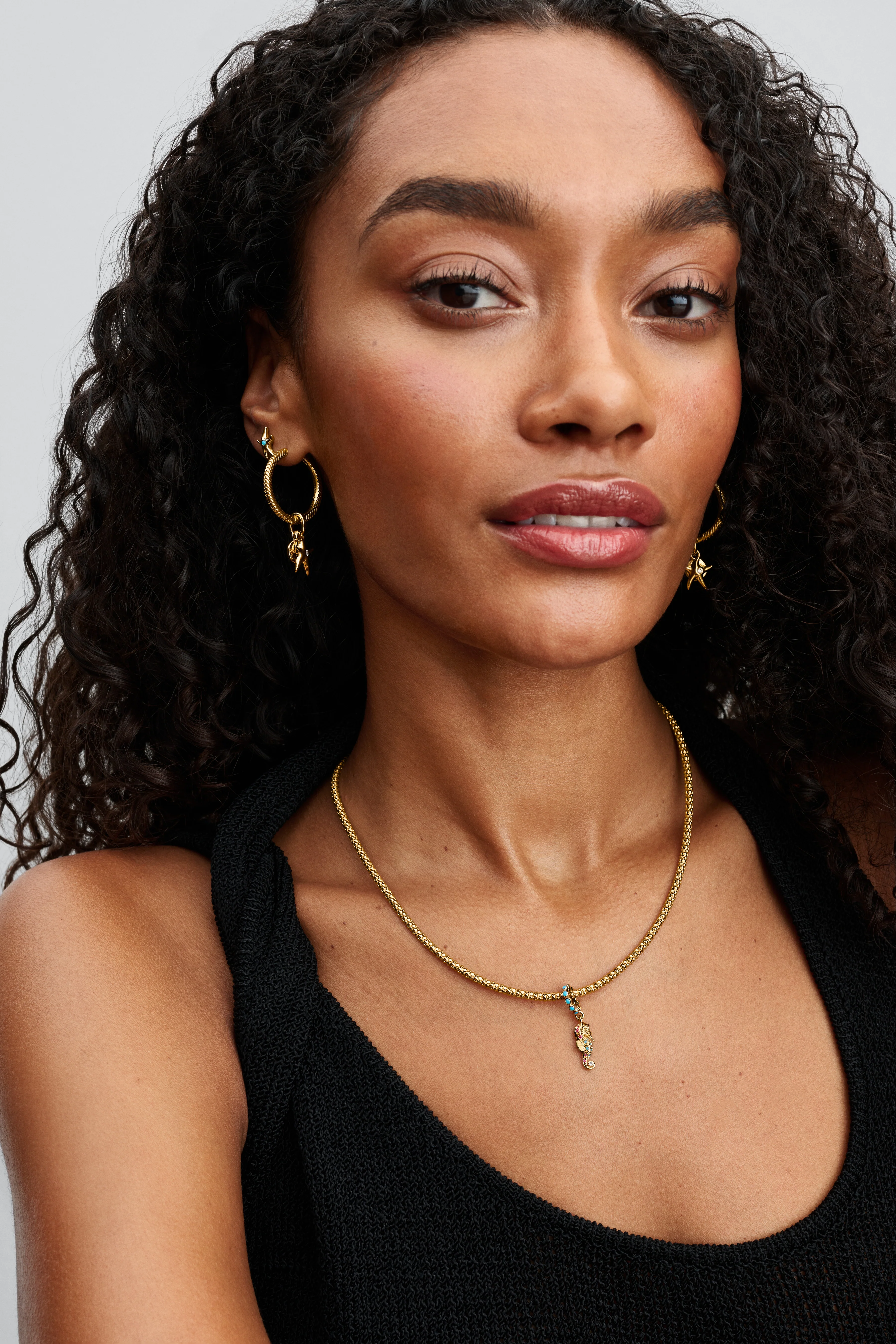 Seahorse 14K Gold-Plated Dangle With Clear Cubic Zirconia, Capri Blue Crystal And Phlox Pink Crystal - Image 3