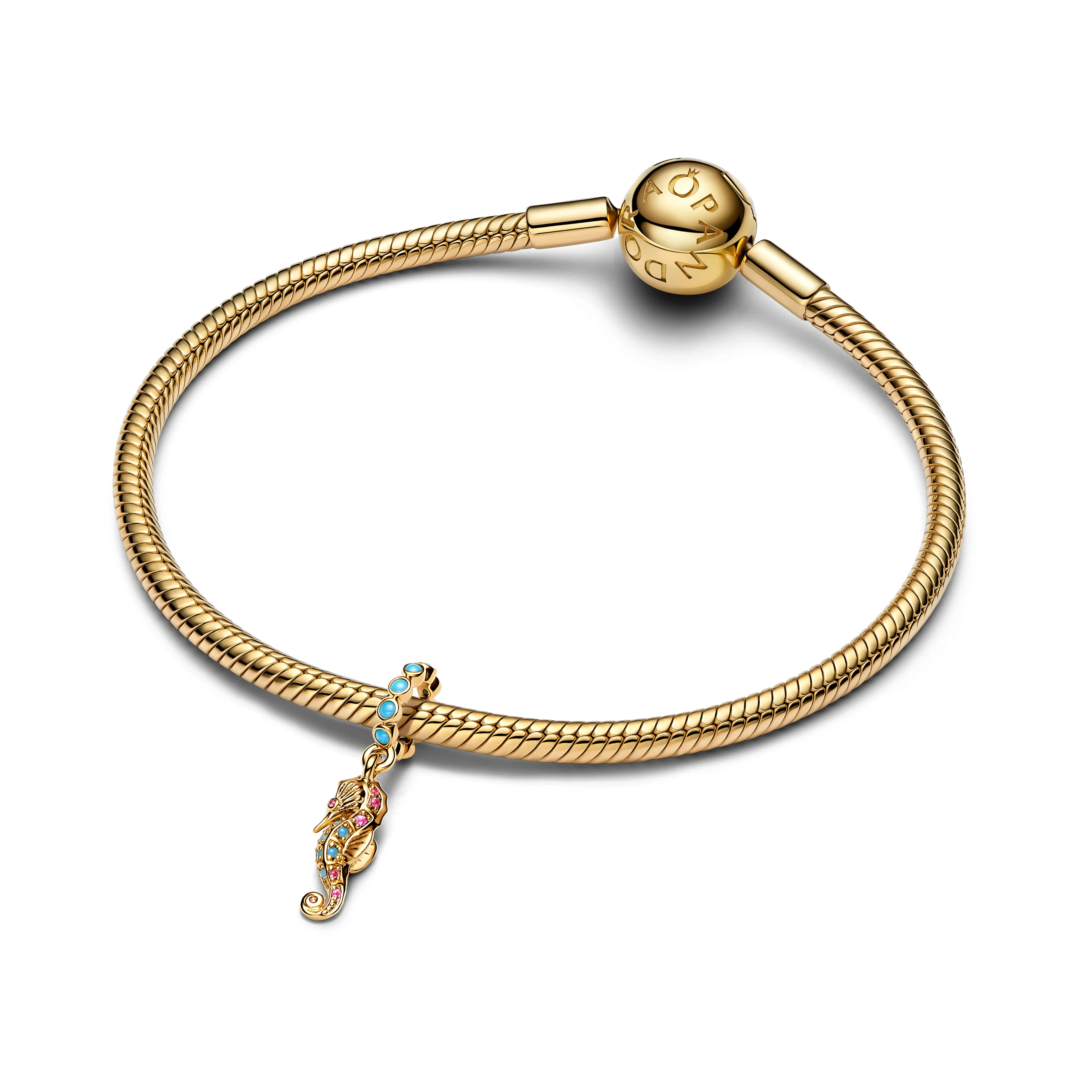 Seahorse 14K Gold-Plated Dangle With Clear Cubic Zirconia, Capri Blue Crystal And Phlox Pink Crystal - Image 4