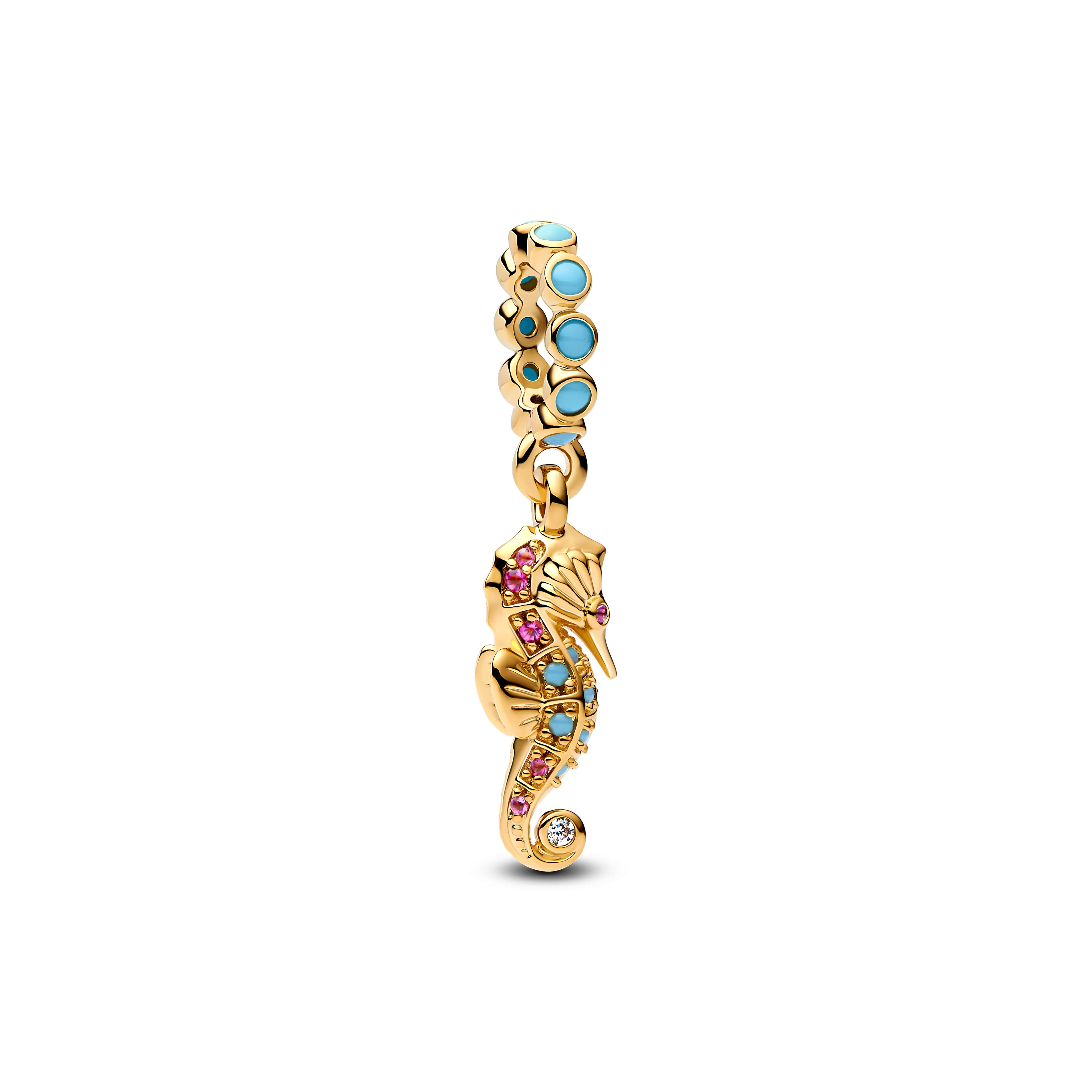 Seahorse 14K Gold-Plated Dangle With Clear Cubic Zirconia, Capri Blue Crystal And Phlox Pink Crystal - Image 5