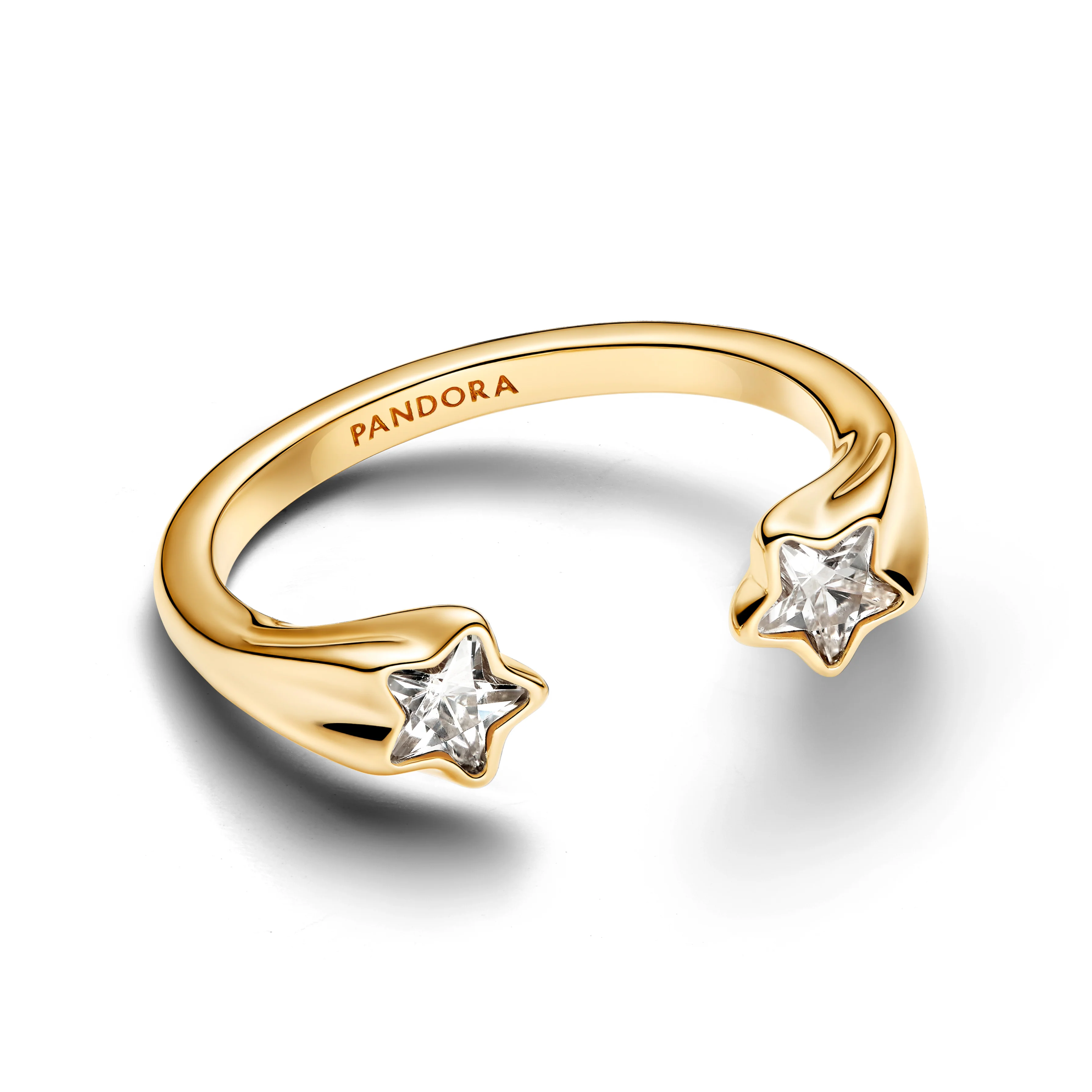 Shooting Star 14K Gold-Plated Open Ring With Clear Cubic Zirconia - Image 3
