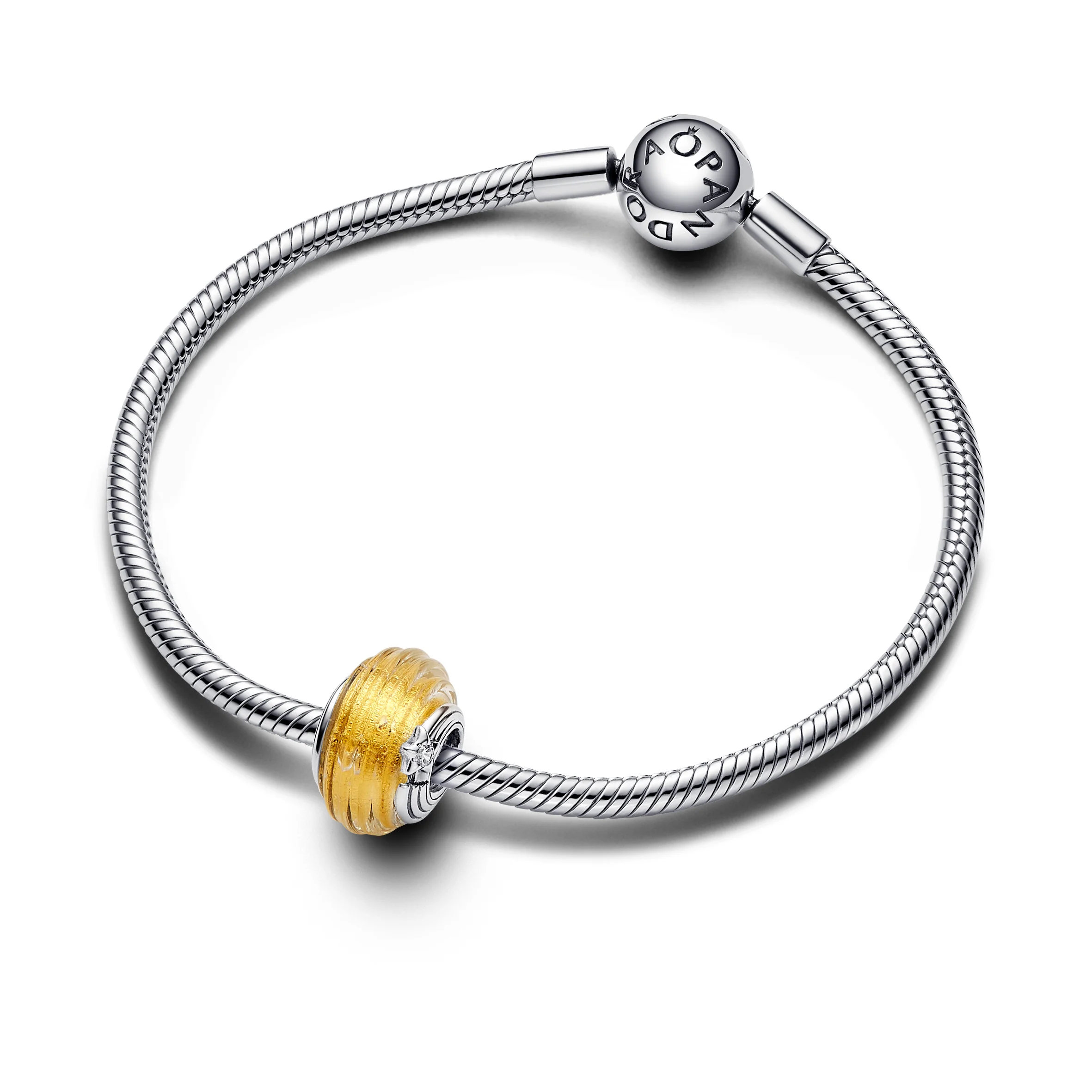 Shooting Star Sterling Silver Charm With Clear Cubic Zirconia, Transparent Murano Glass And Gold Foil - Image 4