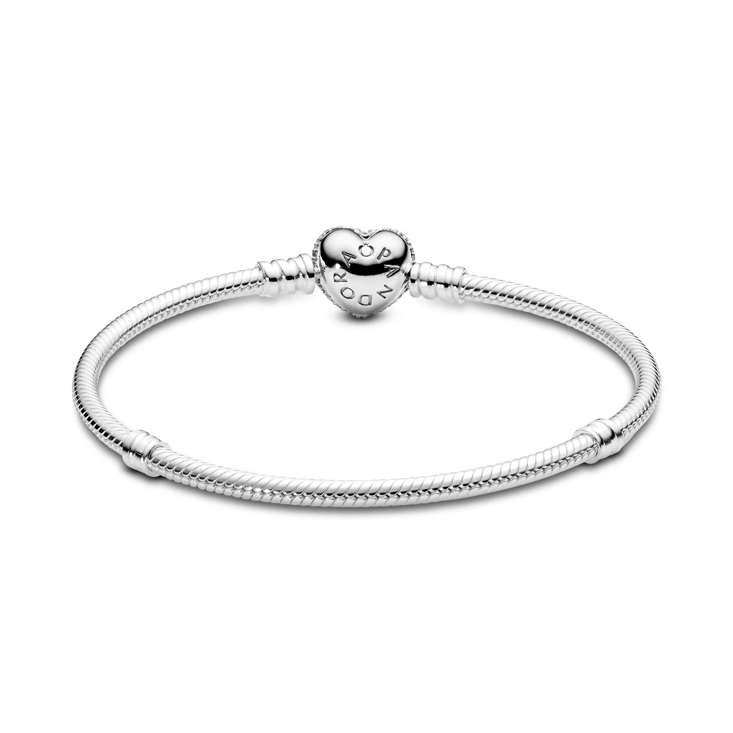 Silver Bracelet With Heart-Shaped Clasp And Cubic Zirconia - Image 4