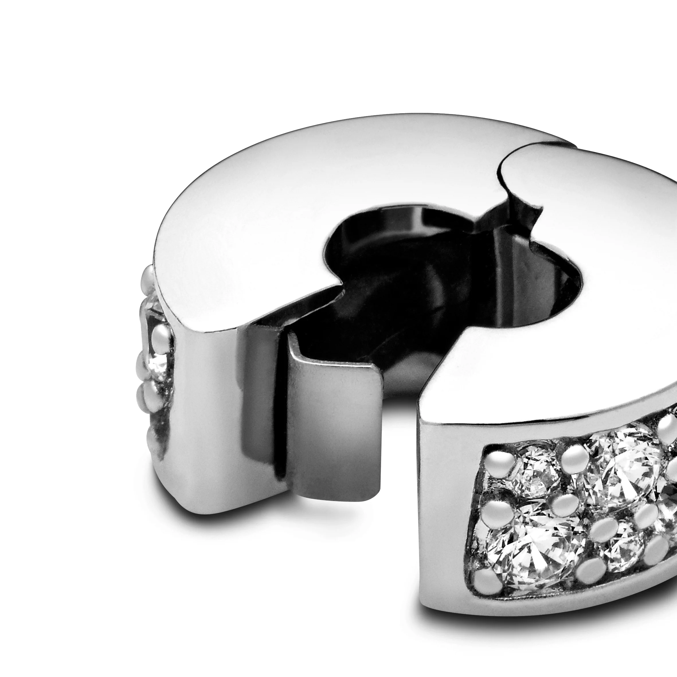 Silver Clip With Clear Cubic Zirconia And Silicone Grip - Image 4