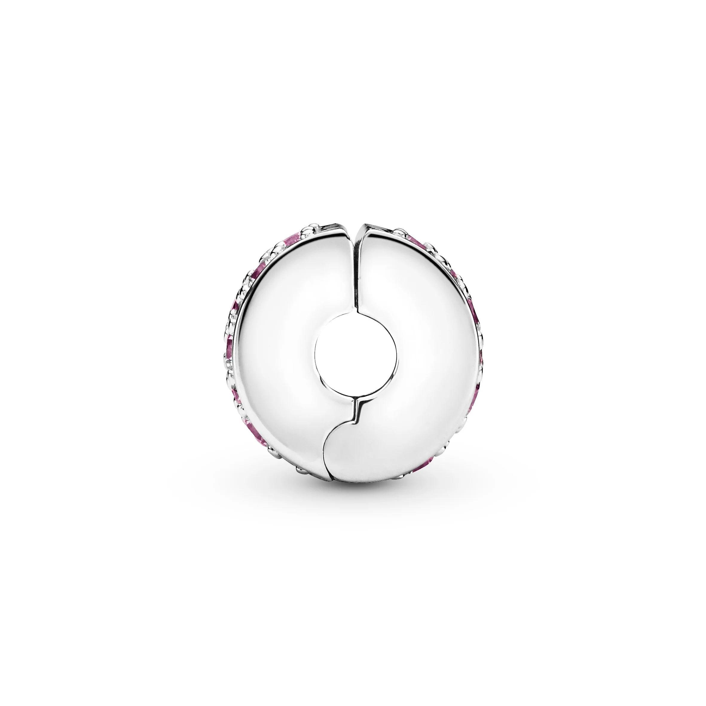 Silver Clip With Pink Cubic Zirconia And Silicone Grip - Image 4