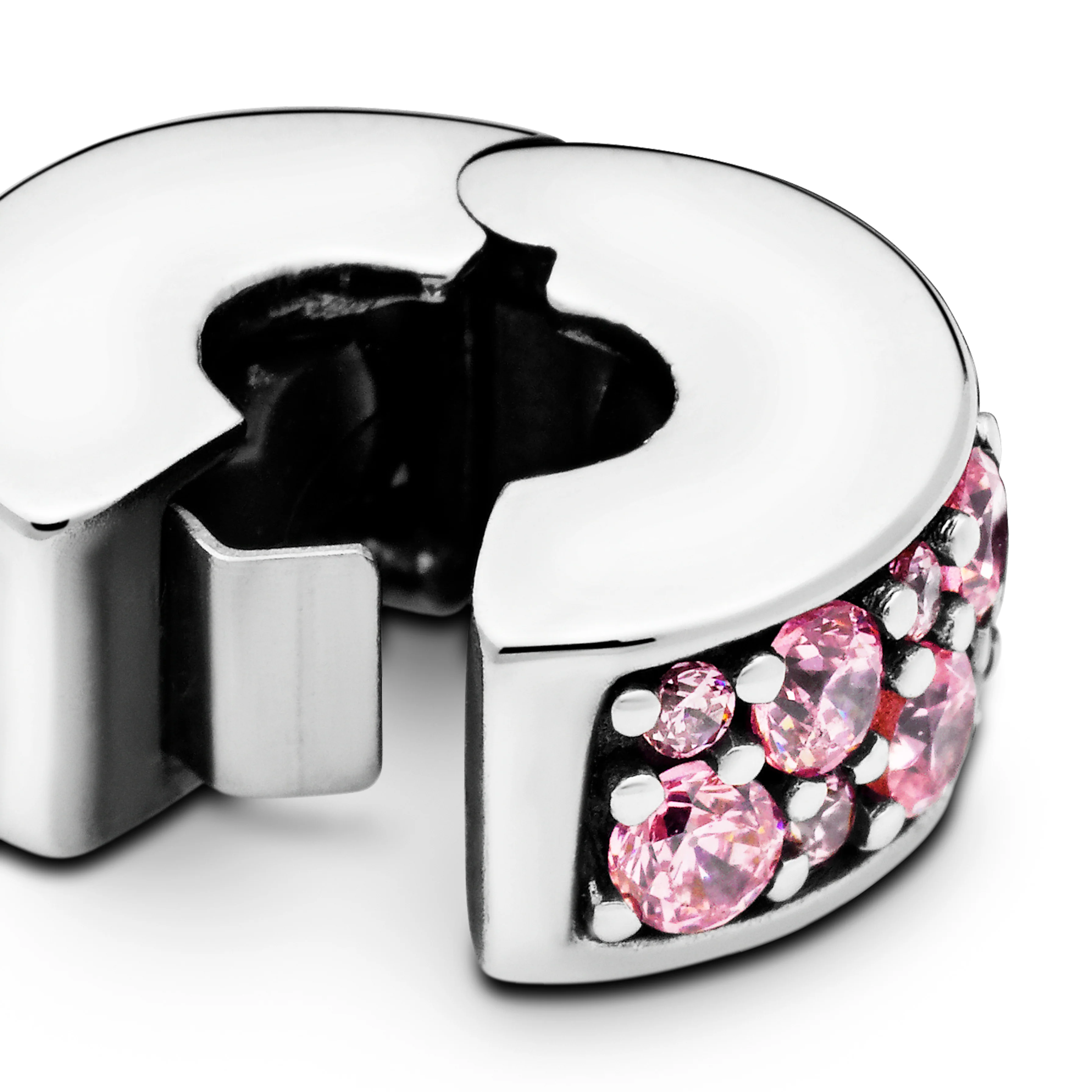 Silver Clip With Pink Cubic Zirconia And Silicone Grip - Image 6