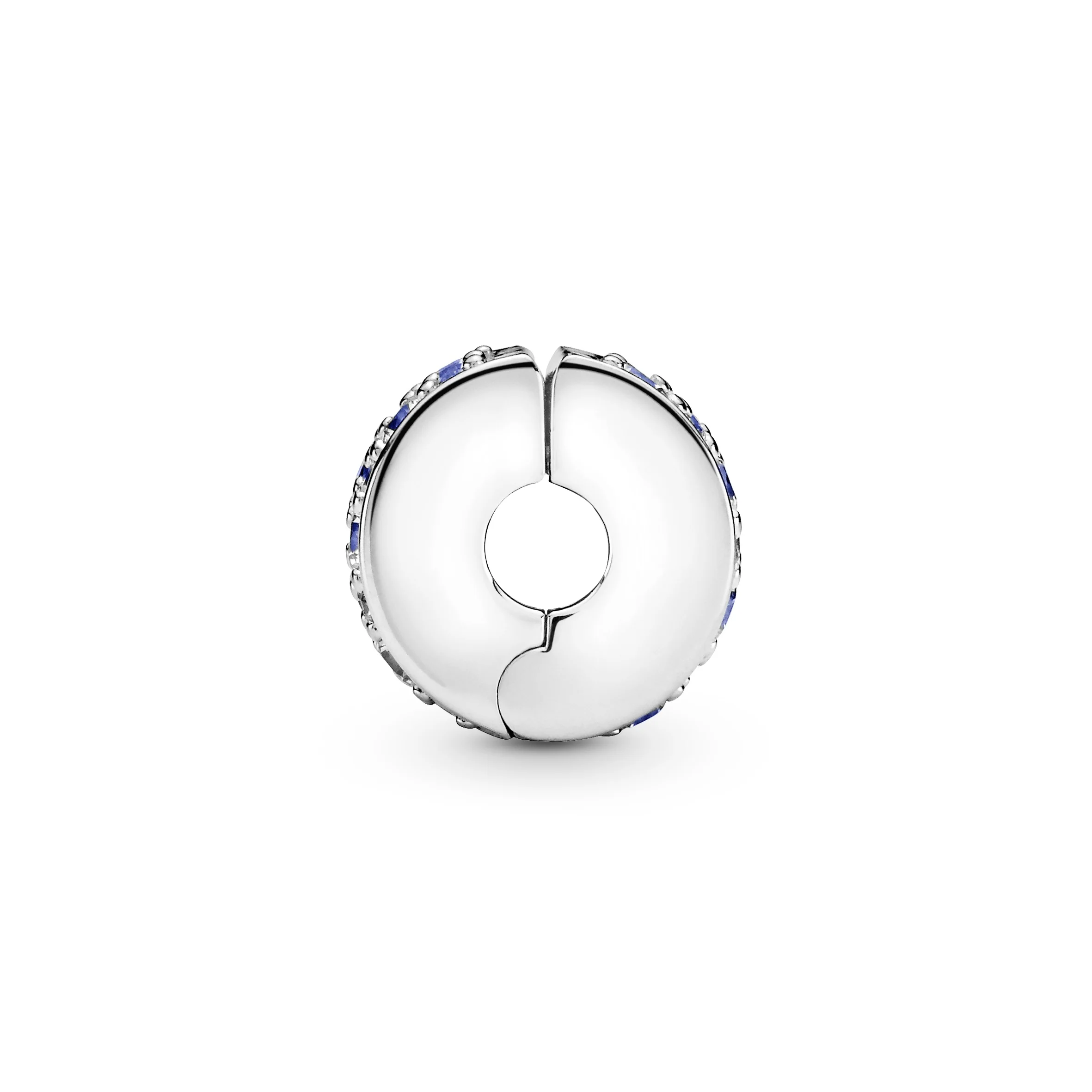 Silver Clip With Swiss Blue Crystal, Clear Cubic Zirconia, Royal Blue Crystal And Silicone Grip - Image 6