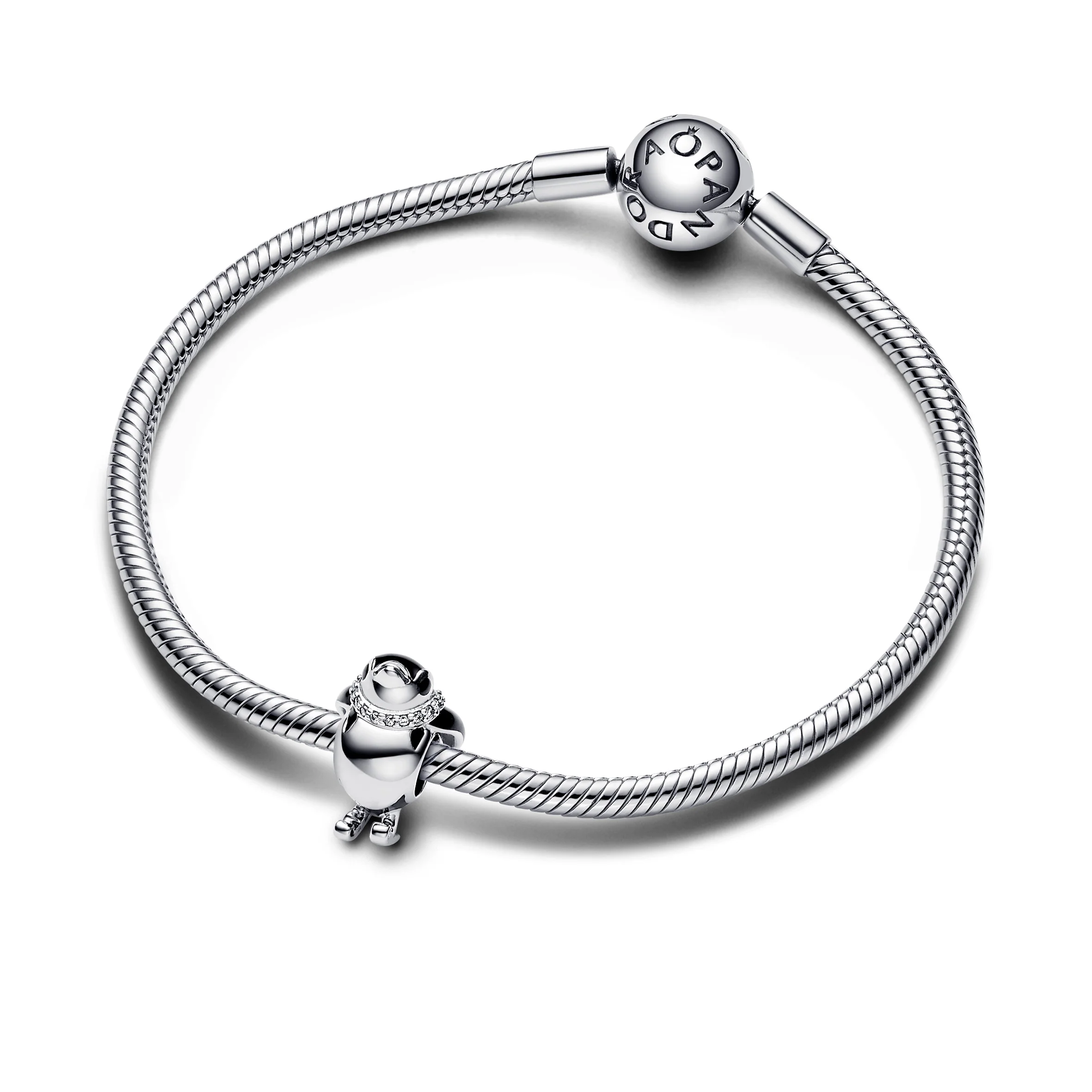 Skiing Penguin Sterling Silver Charm With Clear Cubic Zirconia And Black Enamel - Image 4