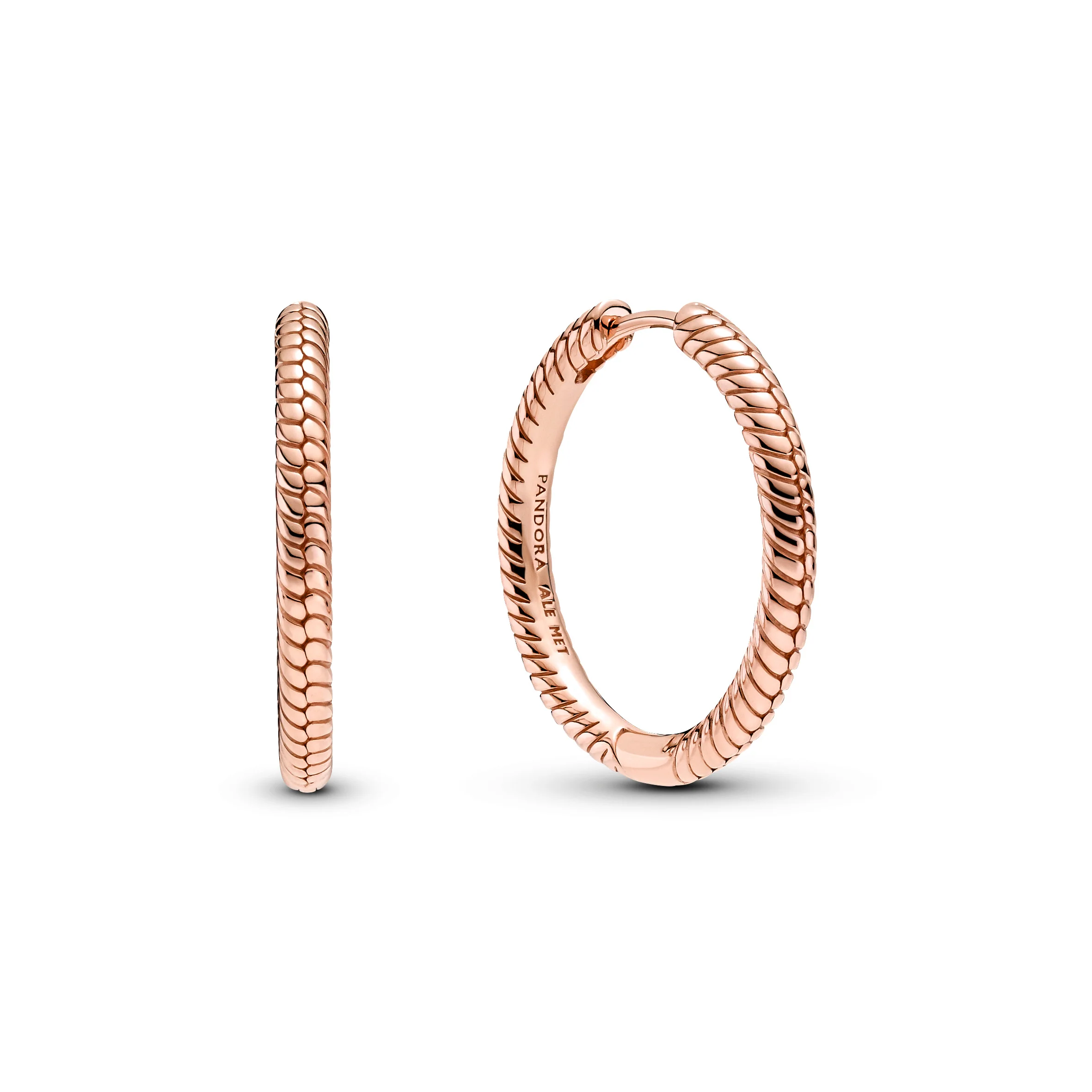 Snake Chain Pattern 14K Rose Gold-Plated Hoop Earrings