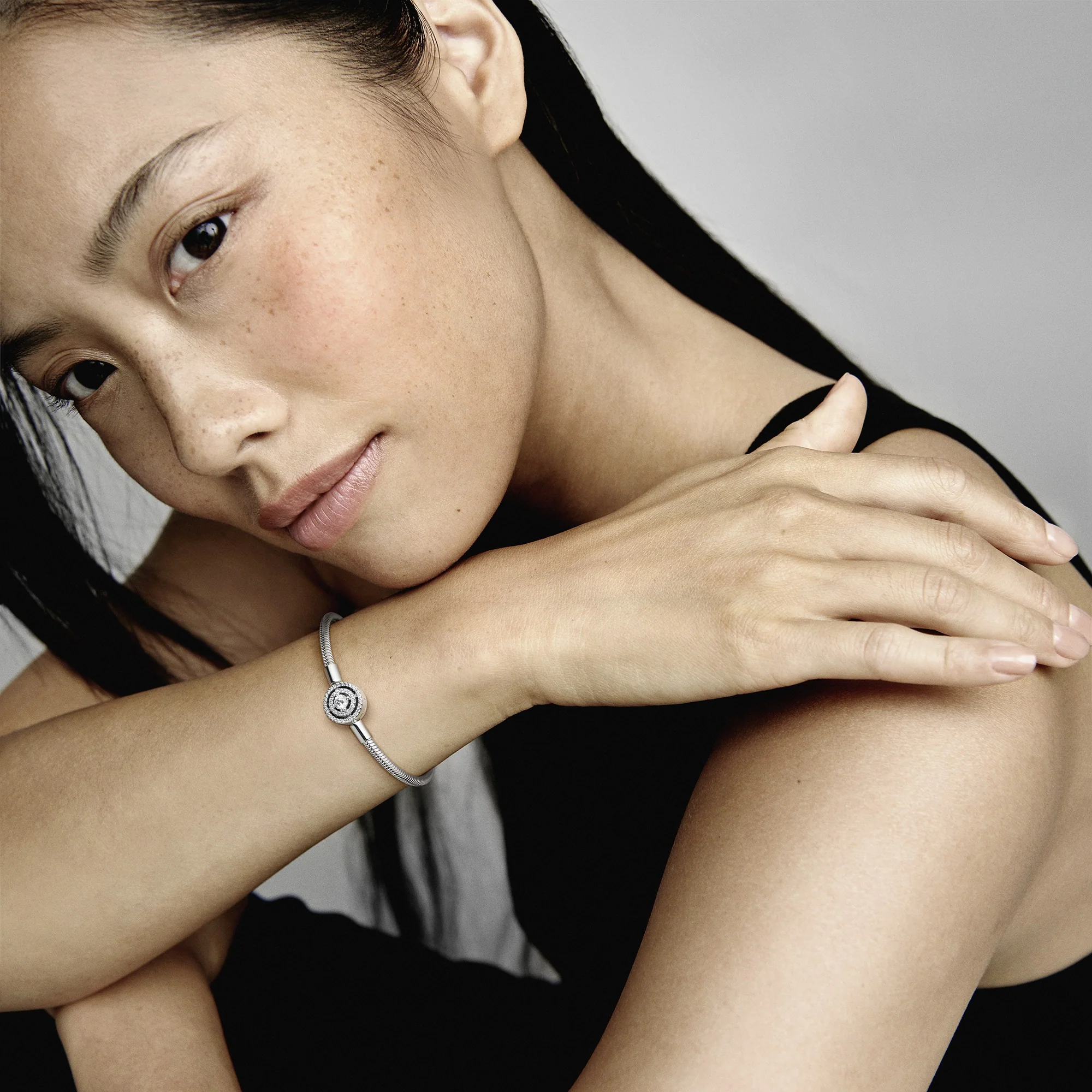 Snake Chain Sterling Silver Bracelet With Clear Cubic Zirconia - Image 3