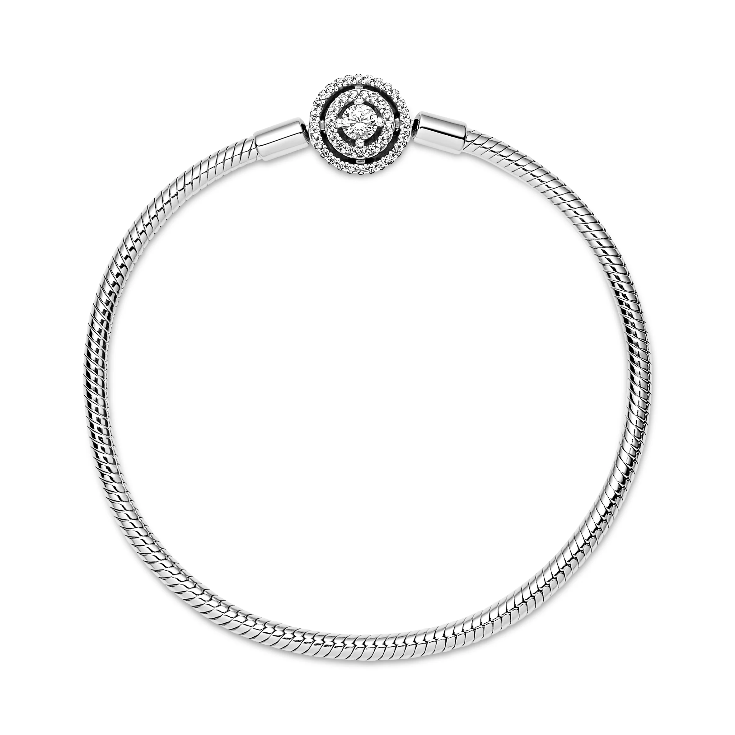 Snake Chain Sterling Silver Bracelet With Clear Cubic Zirconia - Image 6