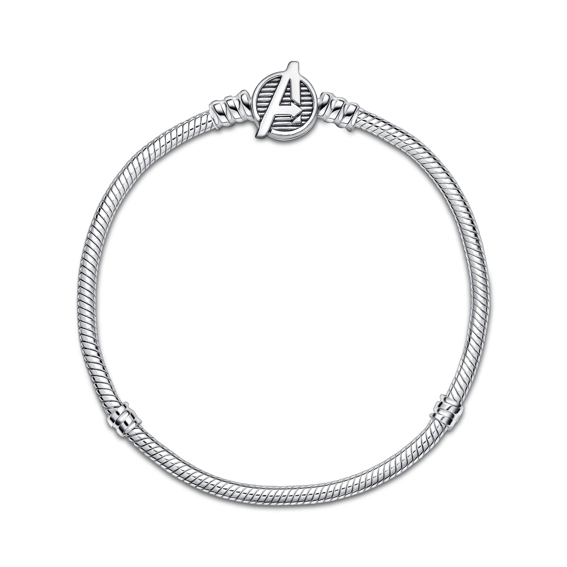Snake Chain Sterling Silver Bracelet With Marvel The Avengers Logo Clasp - Image 5
