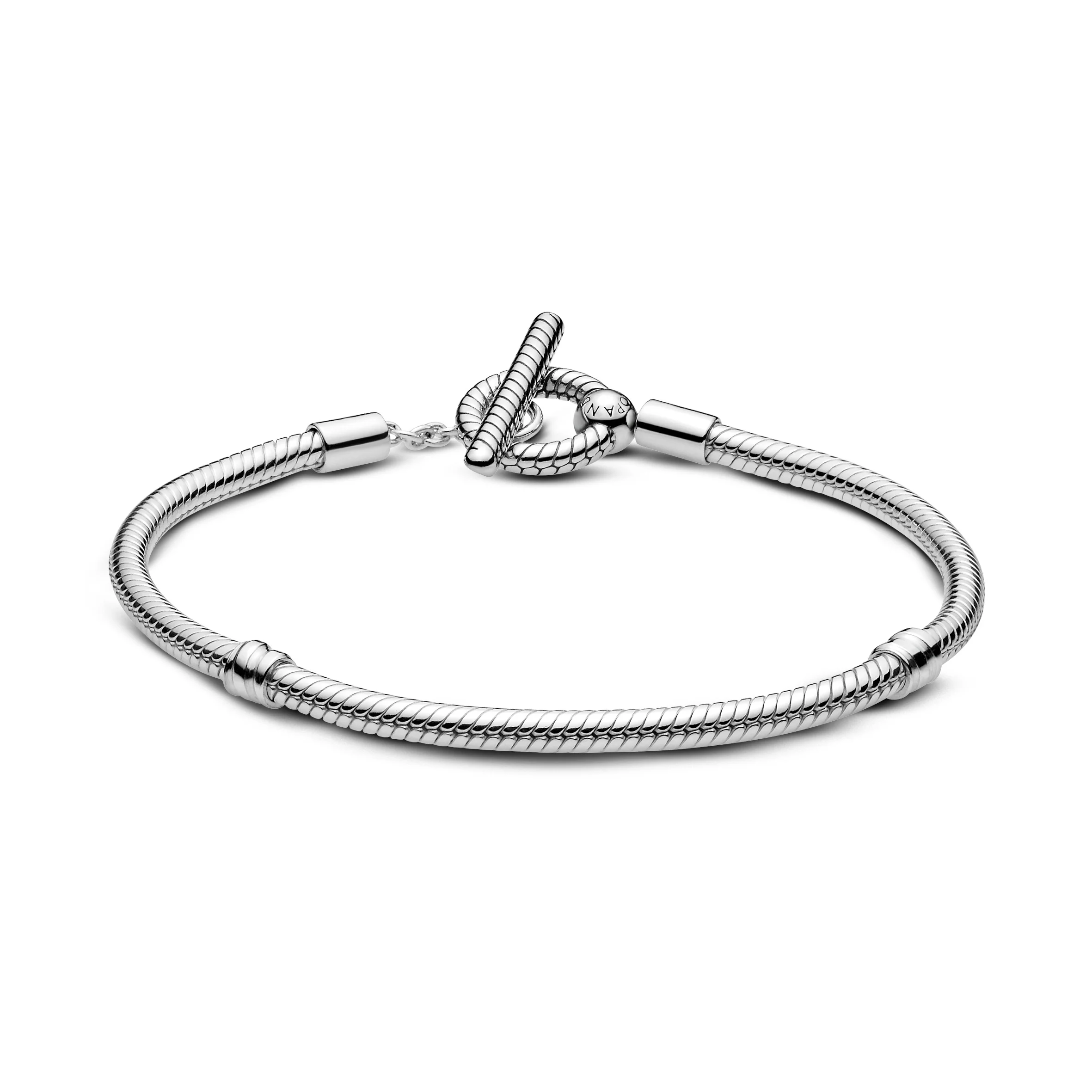 Snake Chain Sterling Silver T-Bar Bracelet - Image 4