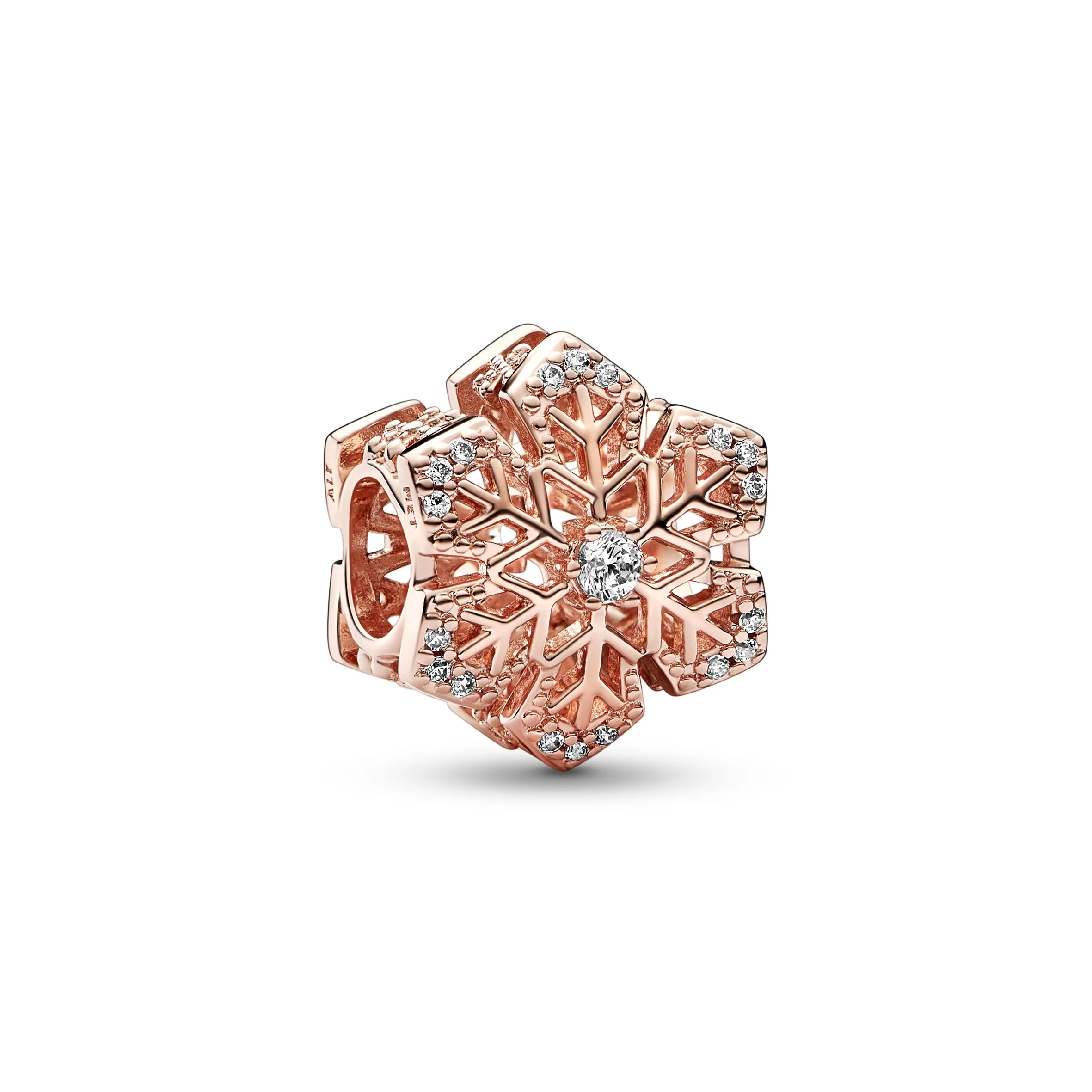 Snowflake 14K Rose Gold-Plated Charm With Clear Cubic Zirconia - Image 4